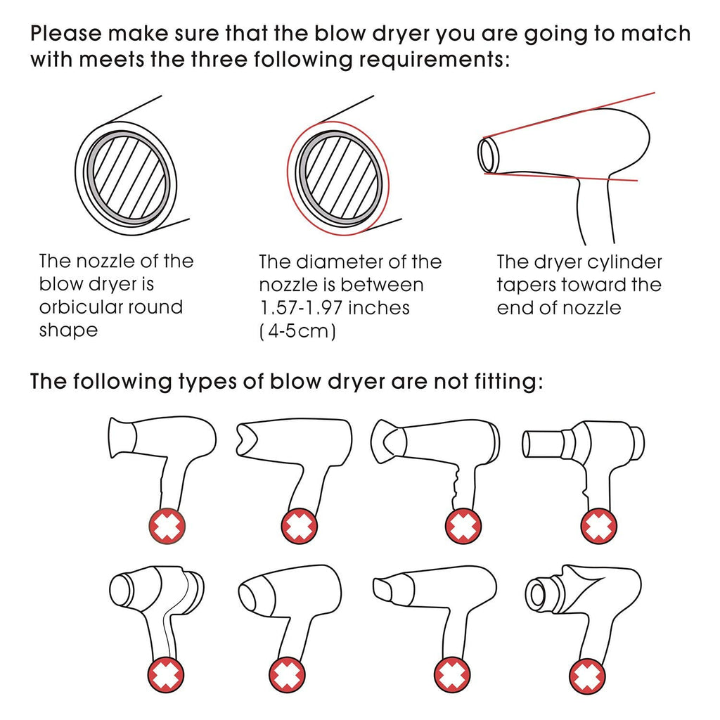 Segbeauty Blow Dryer Comb Attachment, Black Brush Attachments for Hair Dryer Concentrator Nozzle 1.69-1.76in and 2.12in, Pro Hairdressing Styling Salon Tool to Straighten Detangle Curly Natural Hair