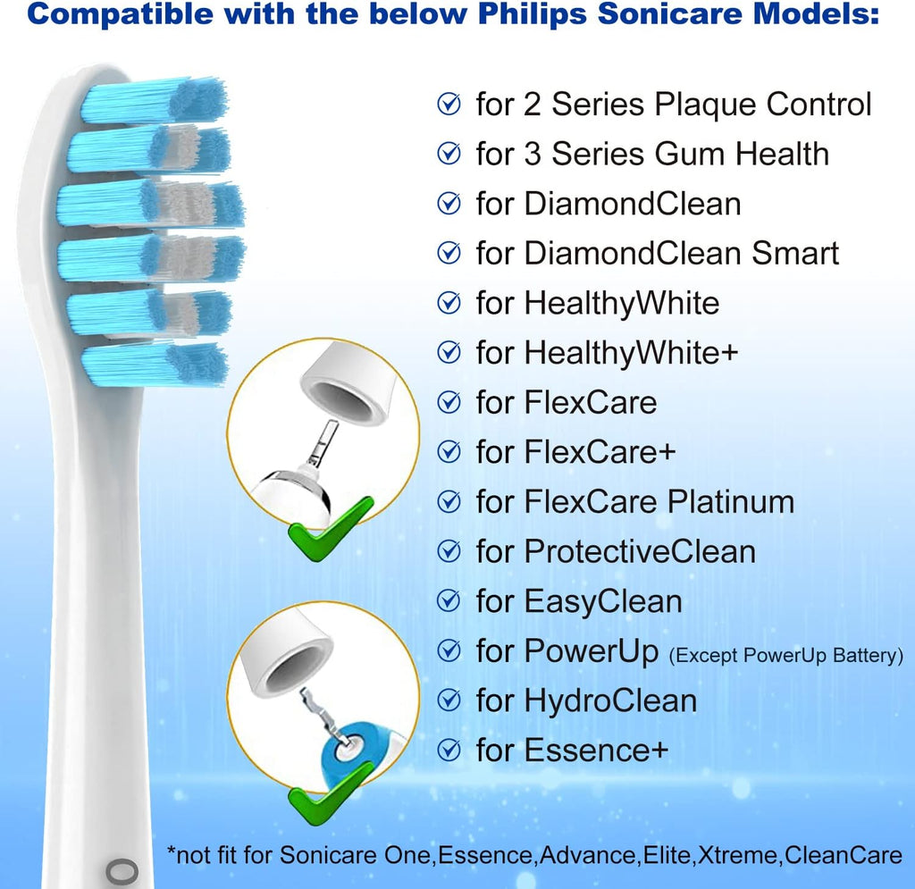 OralClass Replacement Toothbrush Heads for Philips Sonicare Click-on Handles, Medium Soft Electric Brush Heads Refills, 8 Pack