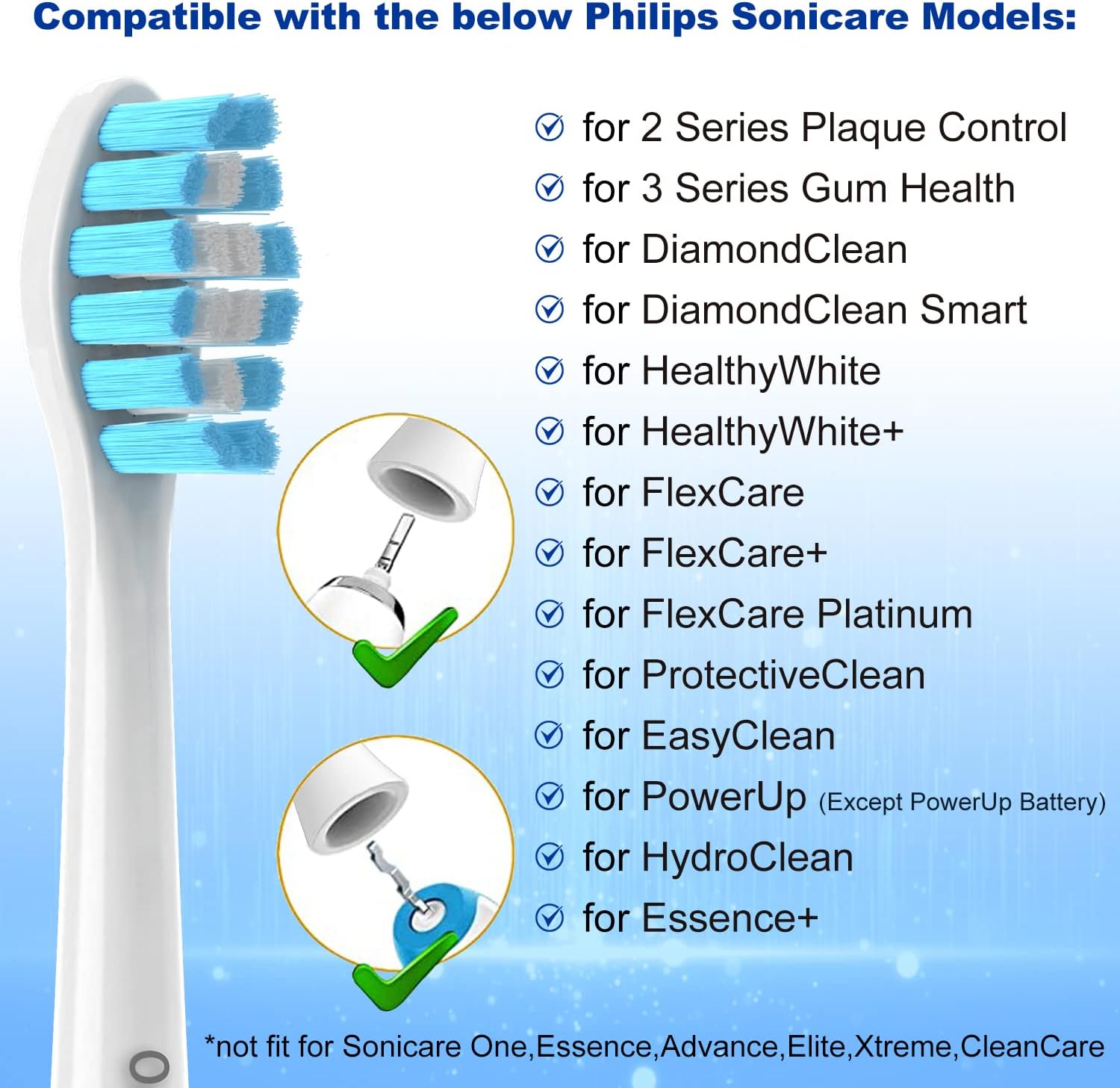 OralClass Replacement Toothbrush Heads for Philips Sonicare Click-on Handles, Medium Soft Electric Brush Heads Refills, 8 Pack