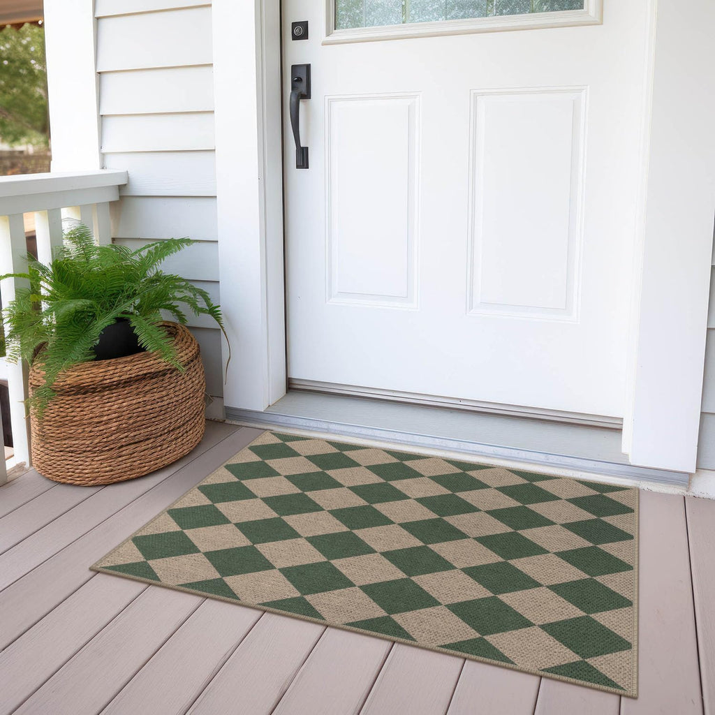 Rugalia Easy Jute Checkered Entryway Rug, 2x3 Black Modern Indoor Outdoor Doormat, Washable Non-Slip Neutral Small Kitchen Rug Farmhouse Diamond Throw Rugs for Entrance Bedroom Bathroom