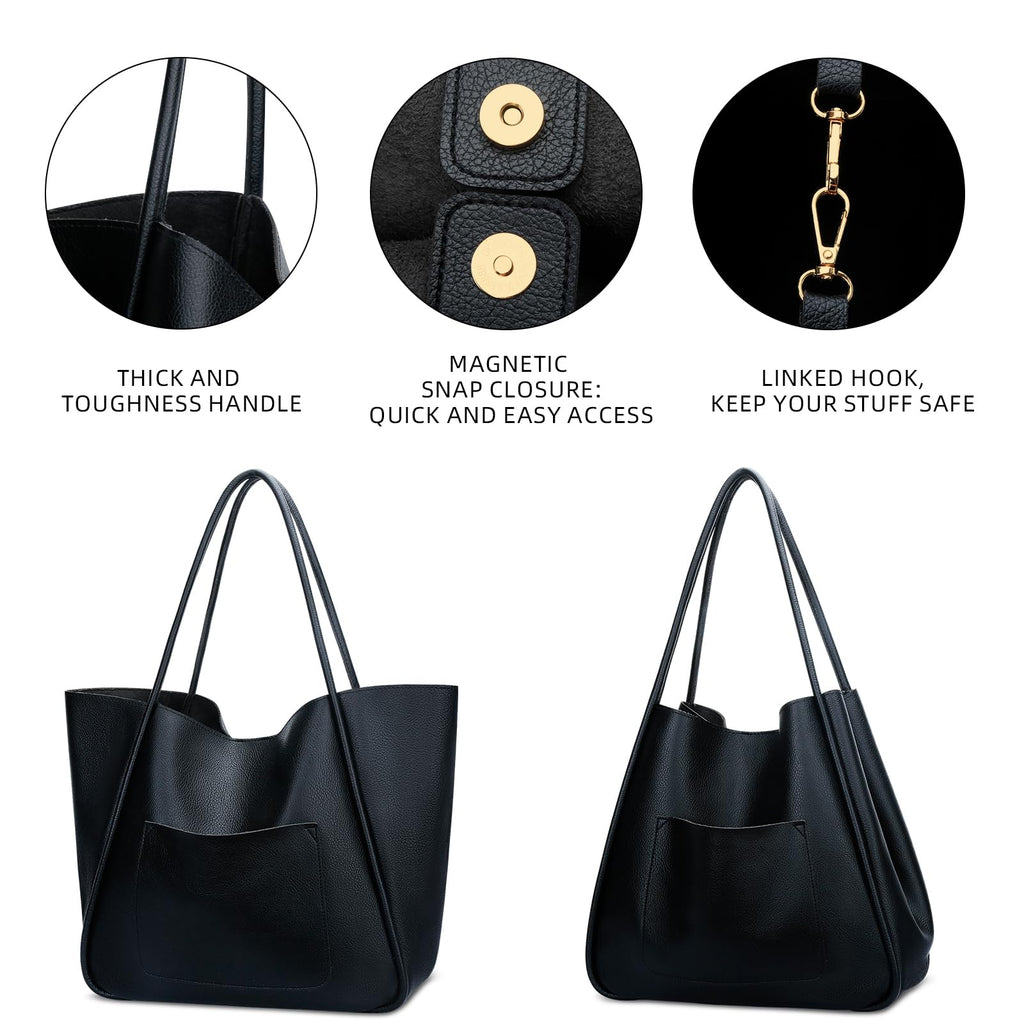 KKXIU Tote Bag for Women Vegan Leather Shoulder Purse Large Capacity Travel Bag