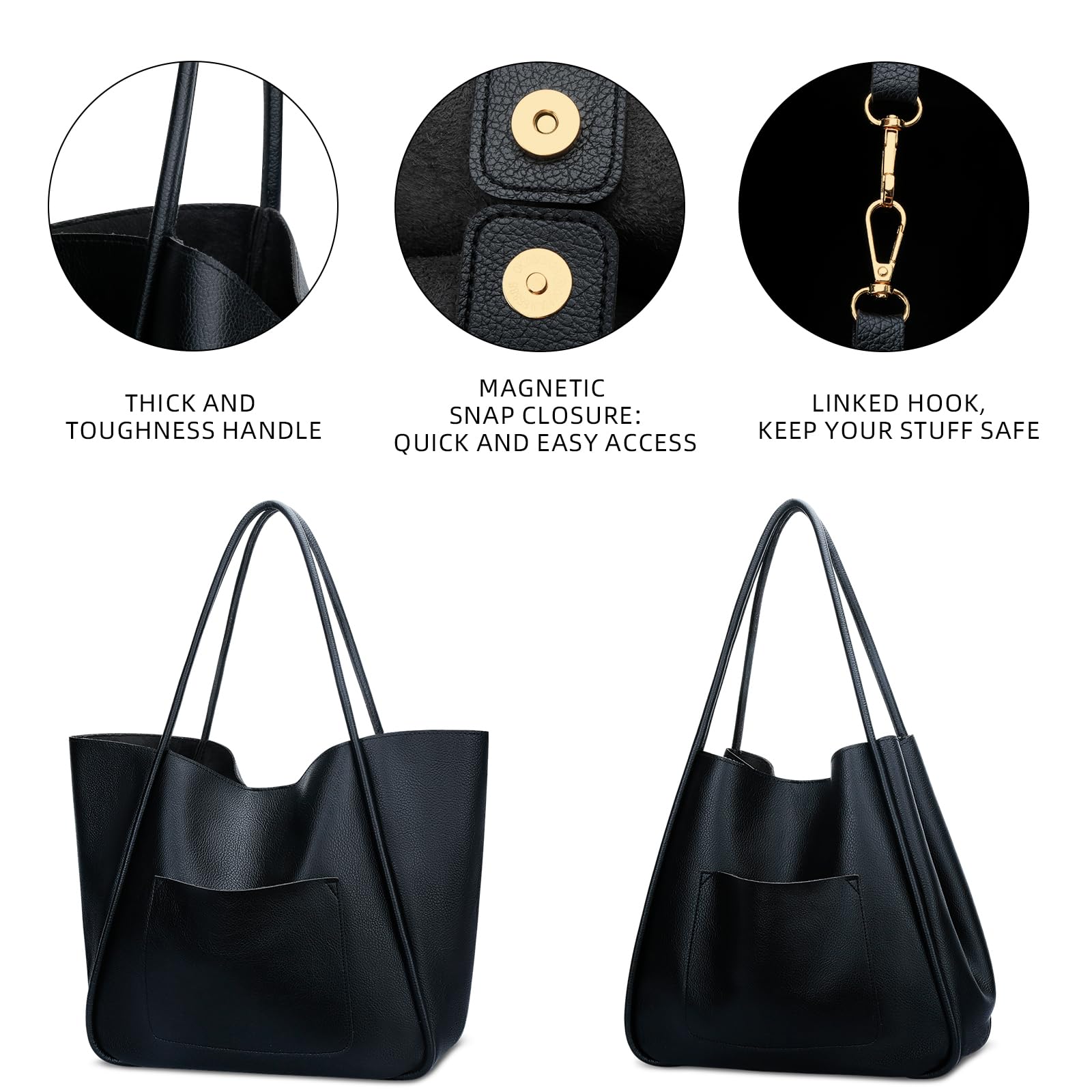 KKXIU Tote Bag for Women Vegan Leather Shoulder Purse Large Capacity Travel Bag