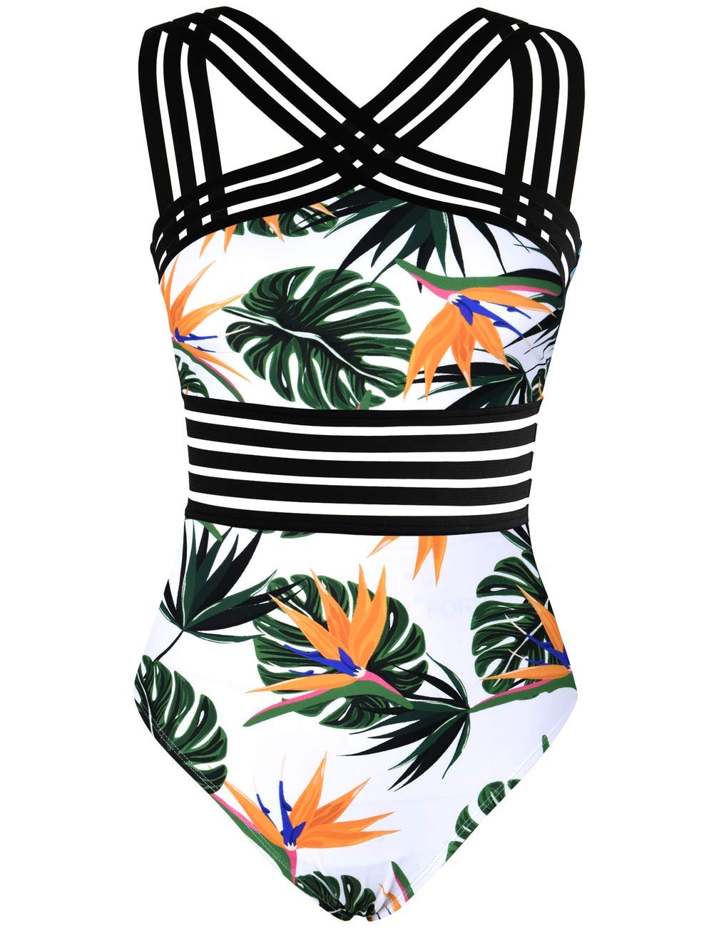 Hilor Women's Tummy Control Swimsuits Slimming One Piece Bathing Suits Front Crossover Swimwear
