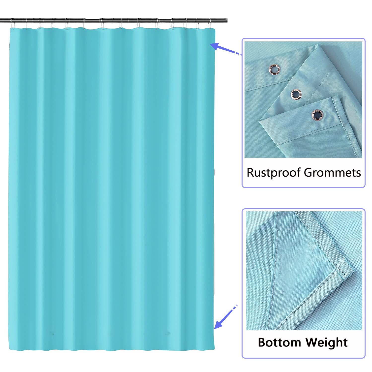 LLSCL Fabric Shower Curtain Liner with Magnets, Waterproof Hotel Quality, 72 x 72 Machine Washable