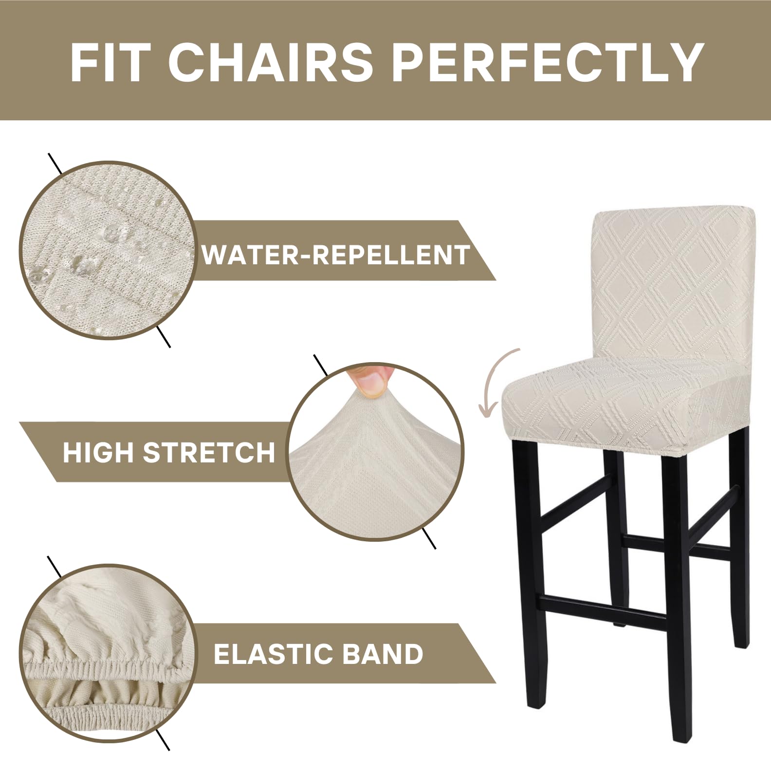 SearchI Bar Stool Covers Set of 2, Stretch Washable Barstool Seat Covers, Counter Height Chair Covers for Kitchen Dining Room Cafe (Ball Flower)