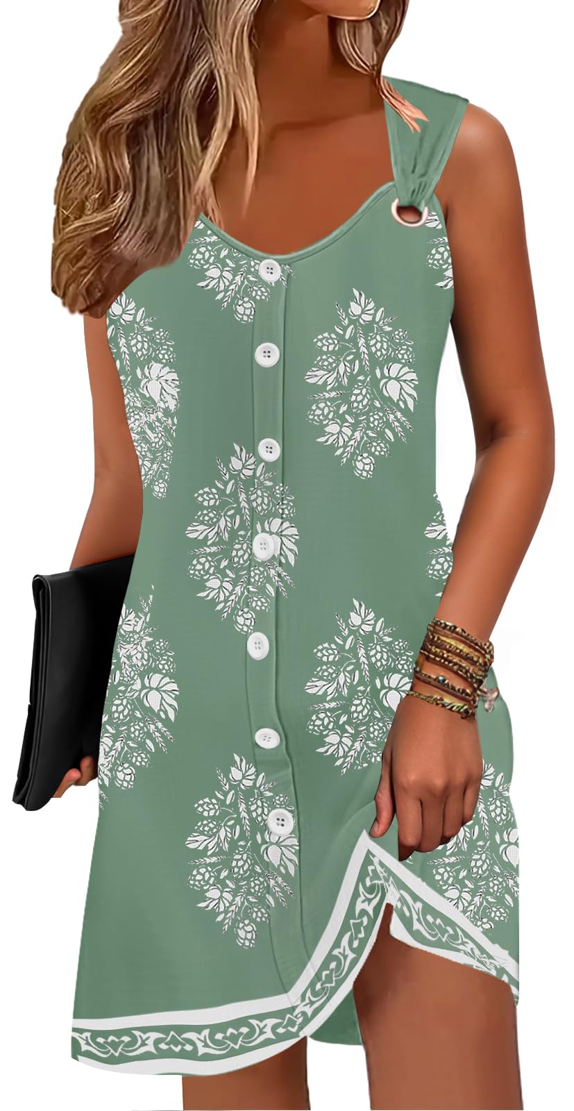 Disamer Summer Dresses for Women 2026 Sundresses Beach Swimsuit Coverups Vacation Sleeveless Button Down Spring Sun Dress