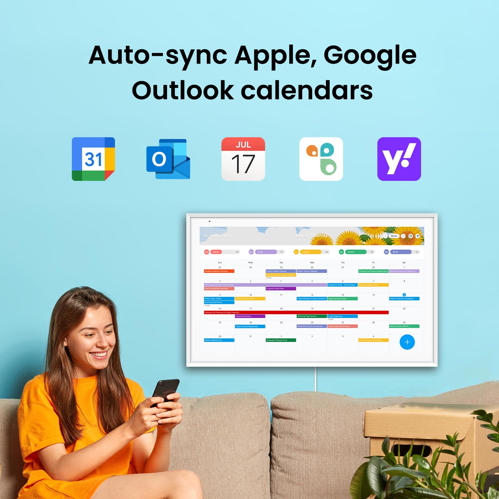 Apolosign 27-inch Digital Calendar & Smart Family Wall Planner, No Subscription, Calendar & Dashboard Dual-Mode System, Shared Touchscreen Display with Calendar Sync, Chore Charts & Family Scheduling Hub, Wall Mount Included (Black)