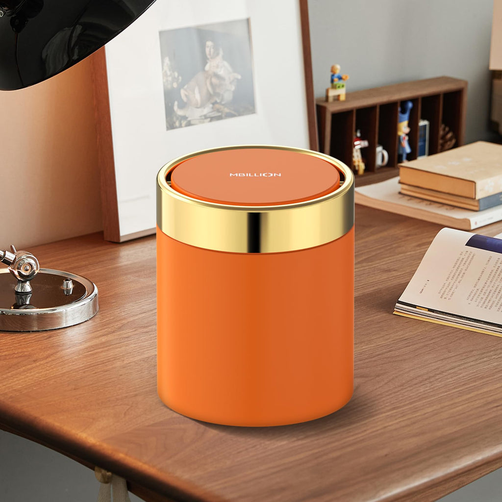 Mini Trash Can with Lid, Desktop Small Trash Can Recycling Bin Cute Metal Garbage Can for Tabletop Countertop Use,Stainless Steel 0.4Gal/1.5L Waste Bin for Office Parlor Car Bedroom,Swing Lid Open