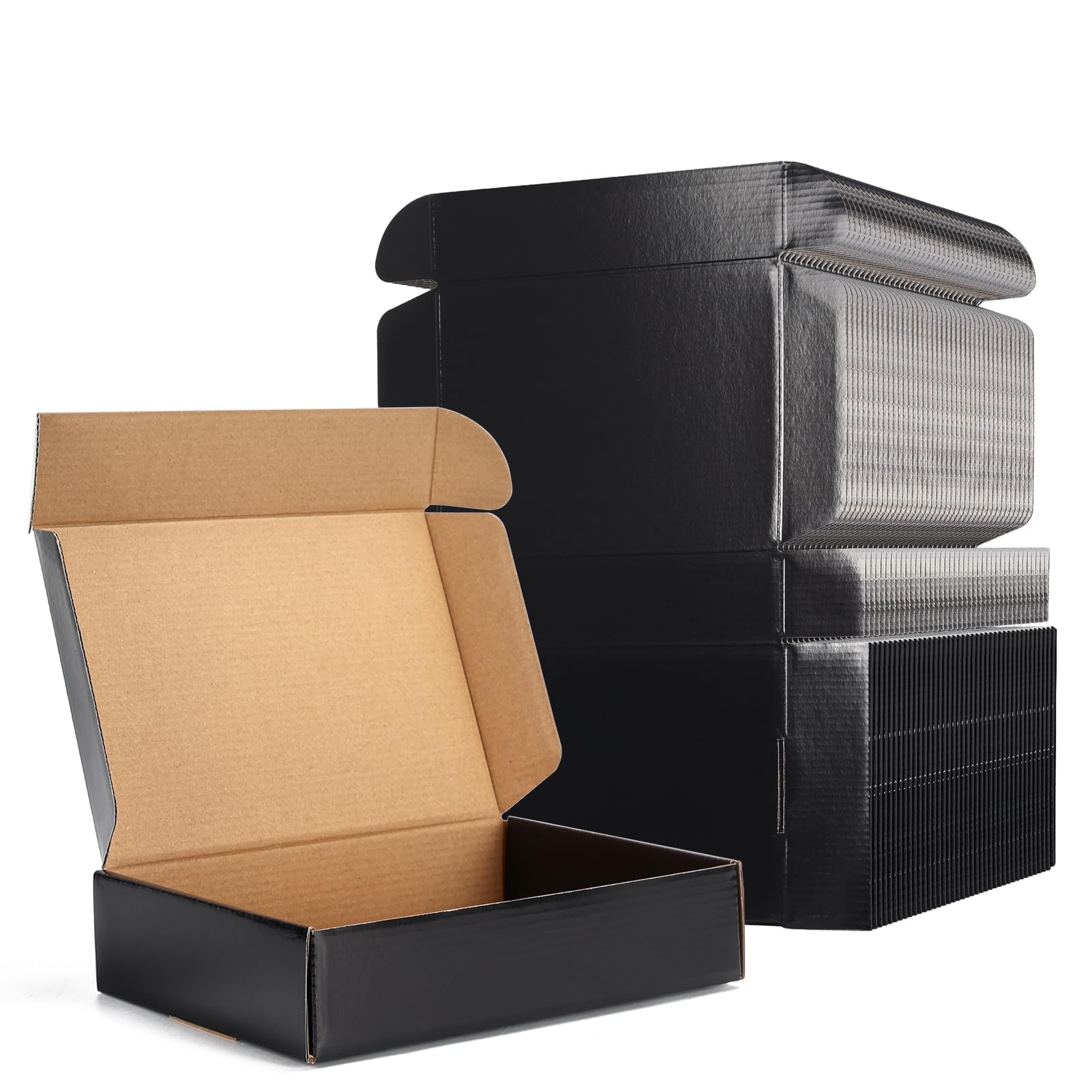 EXYGLO 40 Pack 6x4x3 Shipping Boxes, Black Corrugated Cardboard Boxes for Packaging Small Business, Moving, Shipping, Mailing, and Storing
