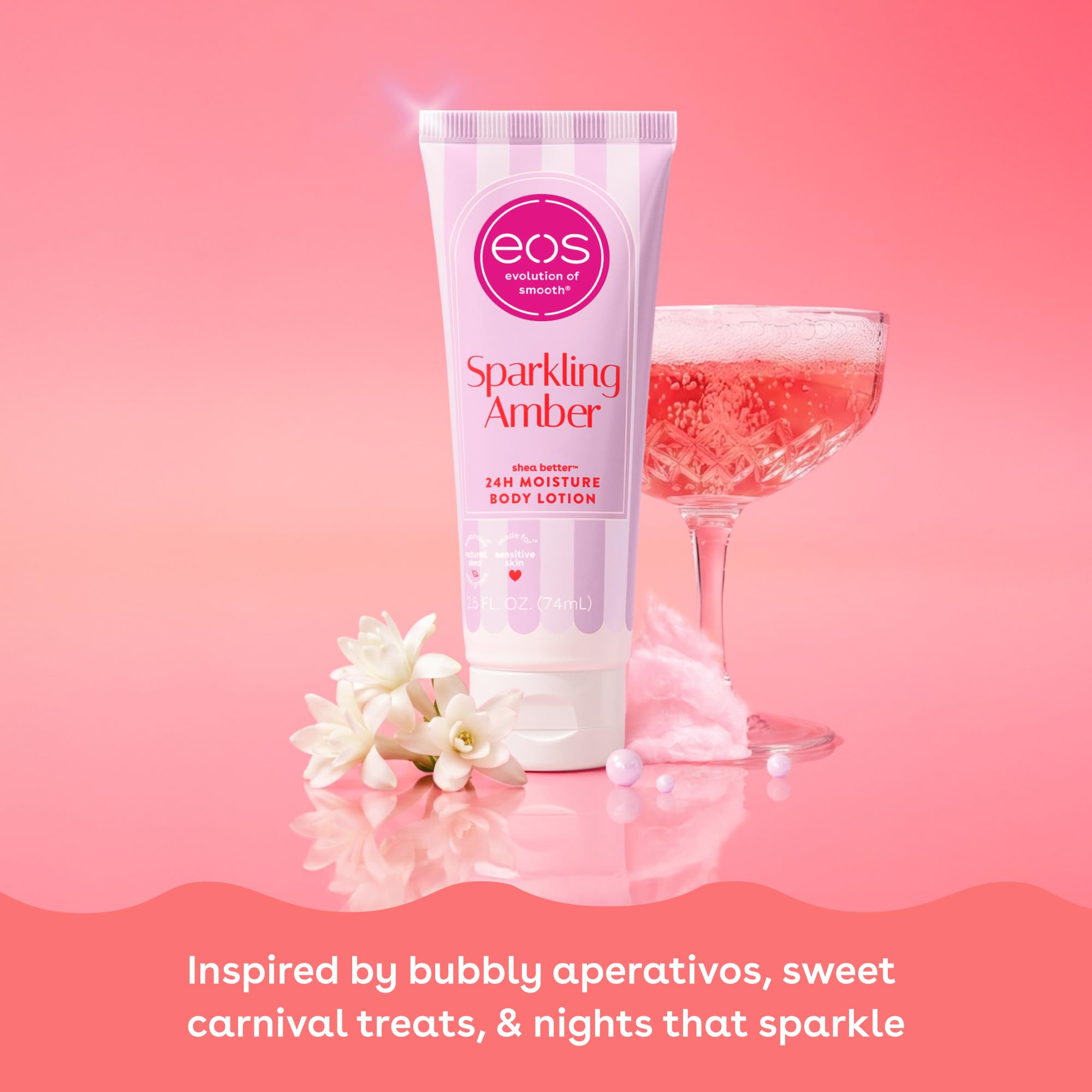 eos 24H Moisture Travel Body Lotion- Fresh & Cozy, Travel Size Essential, Toiletries, Mini Body Lotion, 2.5 fl oz