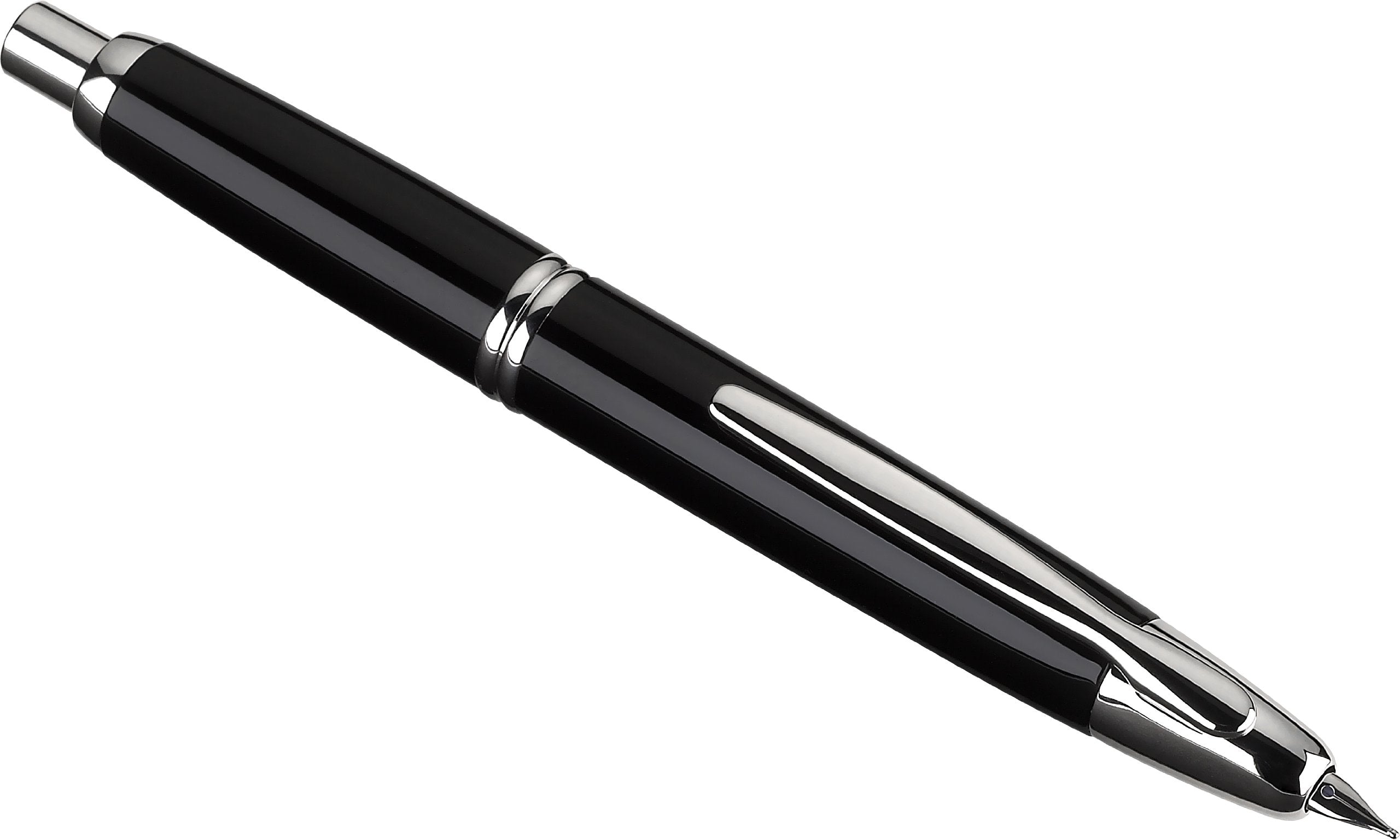 PILOT Vanishing Point Collection Refillable & Retractable Fountain Pen, Black Carbonesque Barrel with Rhodium Accents, Blue Ink, Medium Nib (60246)