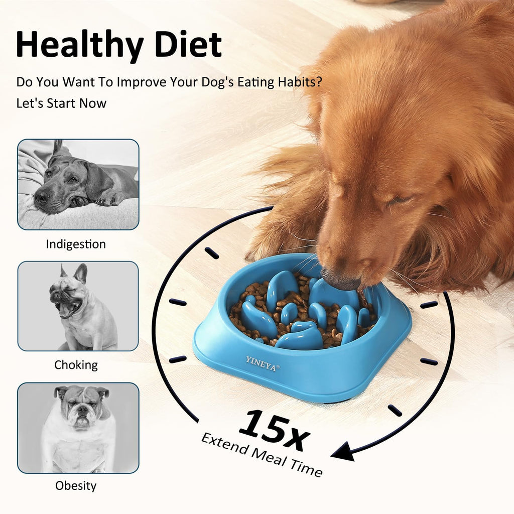 YINEYA 2PCS Anti-Choking Slow Feeder Dog Bowls Small Size Dog, Slow Feeder Cat Bowl, Supplies and Puzzle for Pet