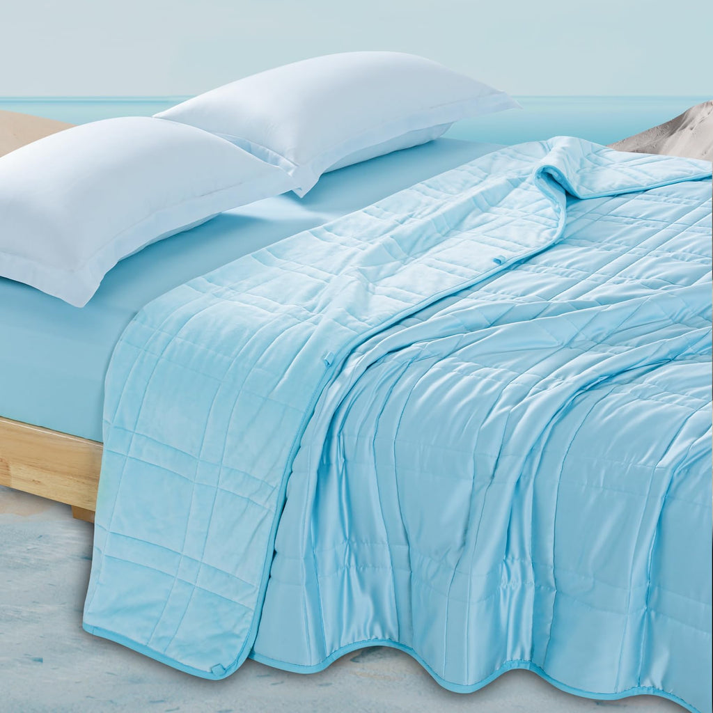 OMYSTYLE Reversible Weighted Blanket 48''x72'' 15lbs for Adults, Warm Short Plush and Cool Tencel Fabric Double-Sided Weighted Blanket for All Season Use - Carry Bag Included
