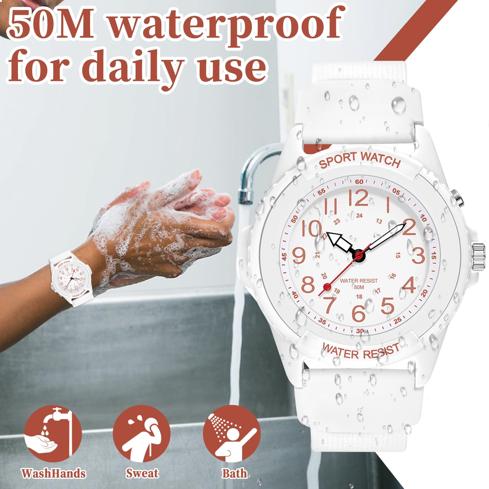 PROKING Waterproof Nurse Watch for Medical Professionals Students Women Men, Night Light, 12/24 Hour Military Time Easy to Read Dial, Second Hand Watch for Nursing Day Gifts