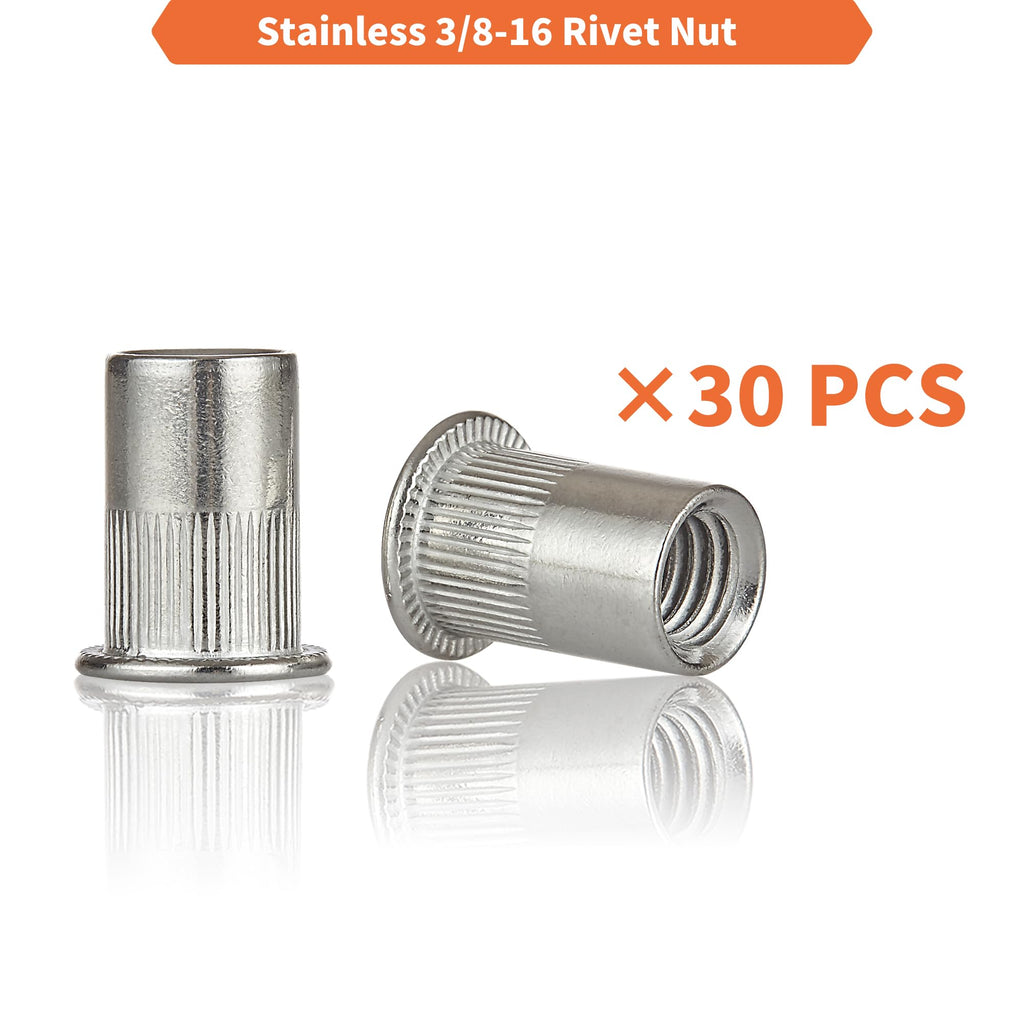 Rivet Nut Installation Tool Set Flat Head Rivnut Threaded Insert Nut Kit SAE & Metric for Metal Heavy Duty Zinc Plated Nutsert (1/4-20(Rivet Nut Tool-25pcs))