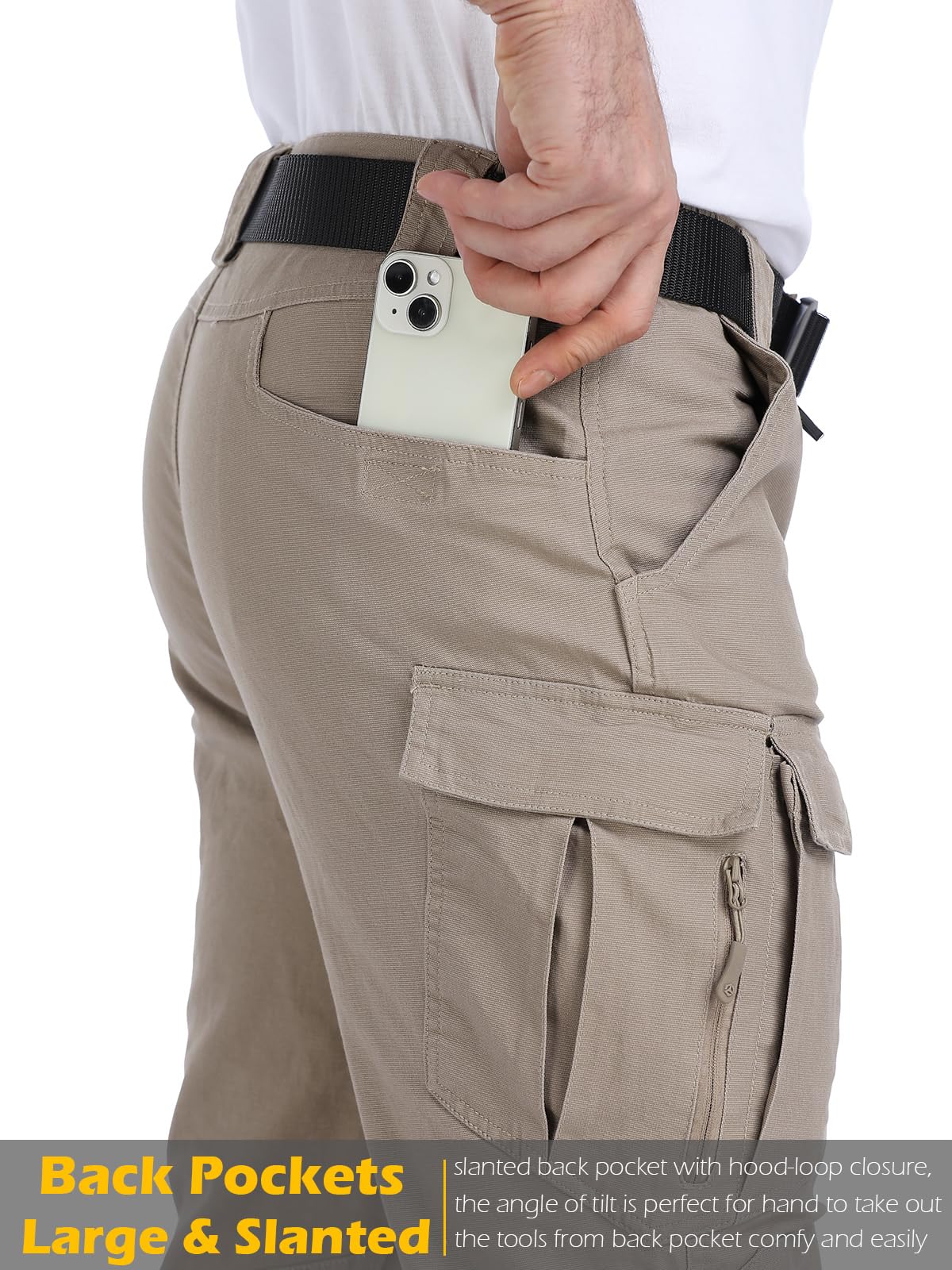 MANSDOUR Men's Cotton Hiking Tactical Pants Lightweight Stretch Military Combat Cargo Work Pants