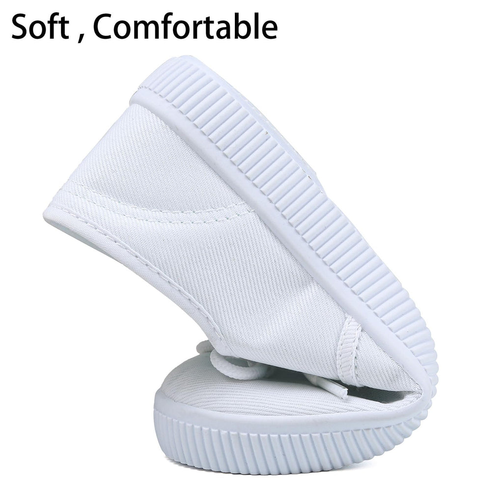 Boy's Girl's Kids White Canvas Shoes for Kids Slip-On Lightweight Sneakers Casual Skin-Friendly Walking Running Shoes(Toddler/Little Kids/Big Kids)