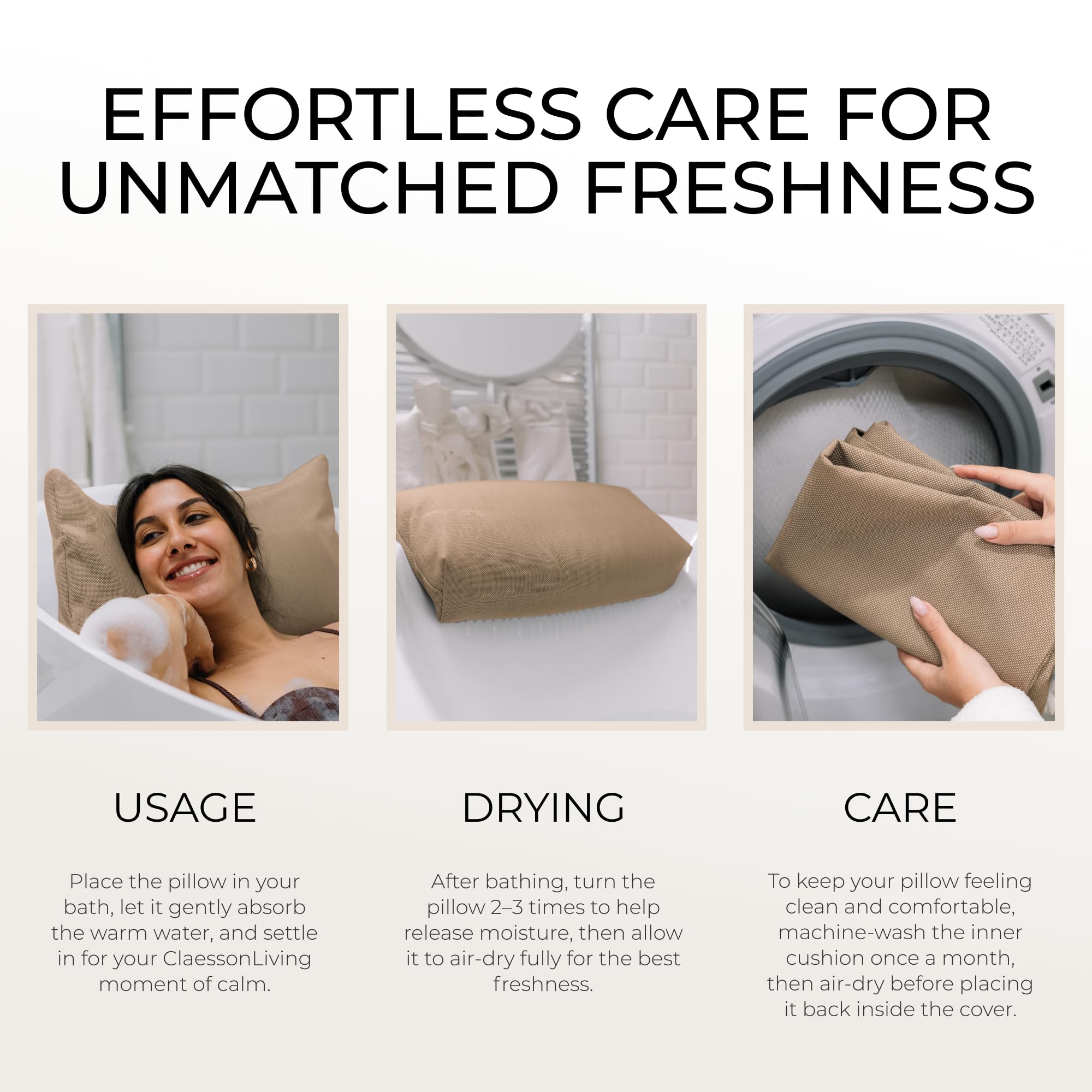 Luxury Bath Pillow for Tub - Thick and Comfortable Bathtub Pillow Support for Head and Neck and Back - Washable Quick-Drying Bath Pillows - Bath Cushion for Home Spa - Fits Any Bathtub - Dark Gray