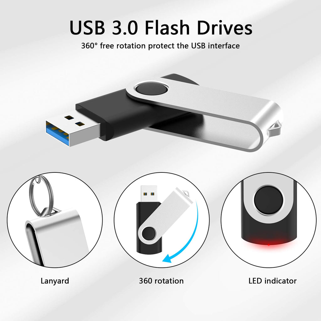 KOOTION 10 X 1GB USB Flash Drive 1gb Flash Drive Swivel Thumb Drive Memory Stick Keychain Design Blue