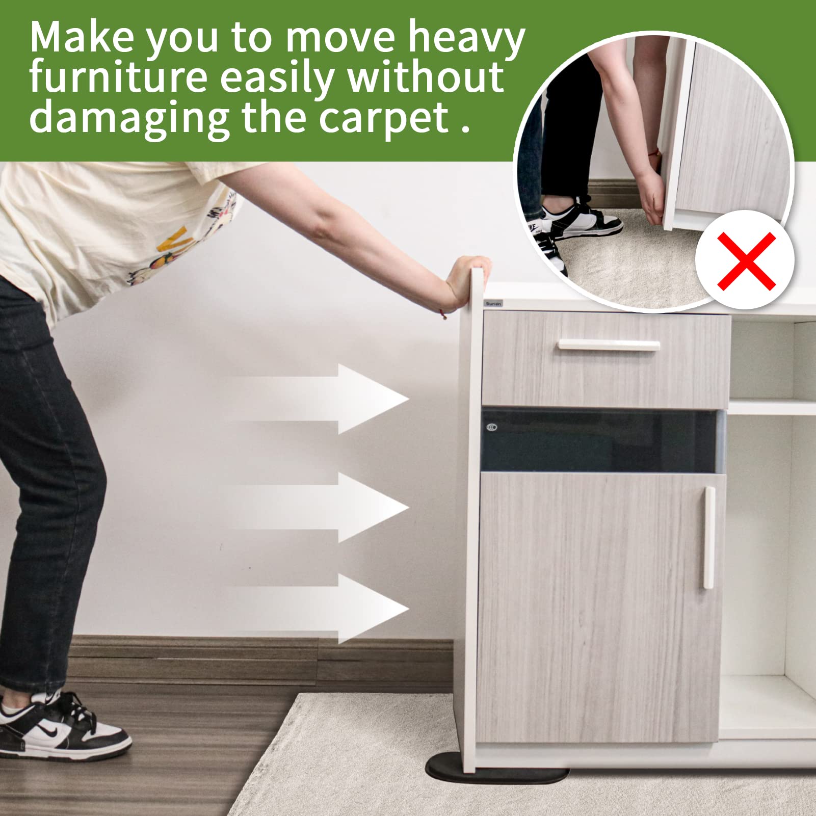 Furniture Sliders for Carpet 4 PCS - 9 1/2 inch Furniture Moving Slider Chair Legs Floors Protectors– Move Your Furniture Easy & Safely (for Carpet)