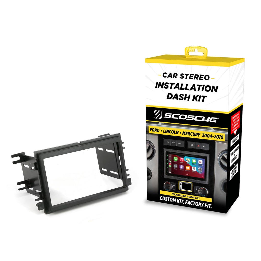 Scosche ICFD6BN Double DIN Radio Installation Dash Kit Compatible with Select 2007-2010 Ford and Mercury Vehicles - Complete Basic Aftermarket Car Stereo Install Kit - See Fit Guide Image for Vehicles