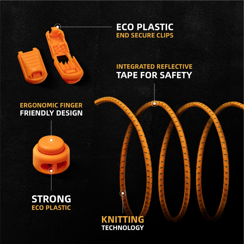 No Tie Shoelaces - Elastic Shoe Laces - Lock Shoelaces for Sneakers - One Size Fits All for Adults and Kids