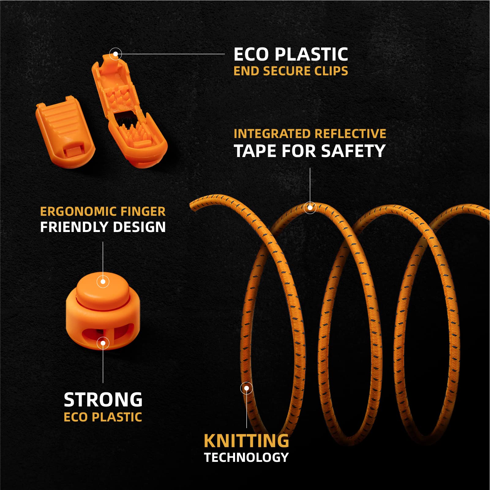 No Tie Shoelaces - Elastic Shoe Laces - Lock Shoelaces for Sneakers - One Size Fits All for Adults and Kids
