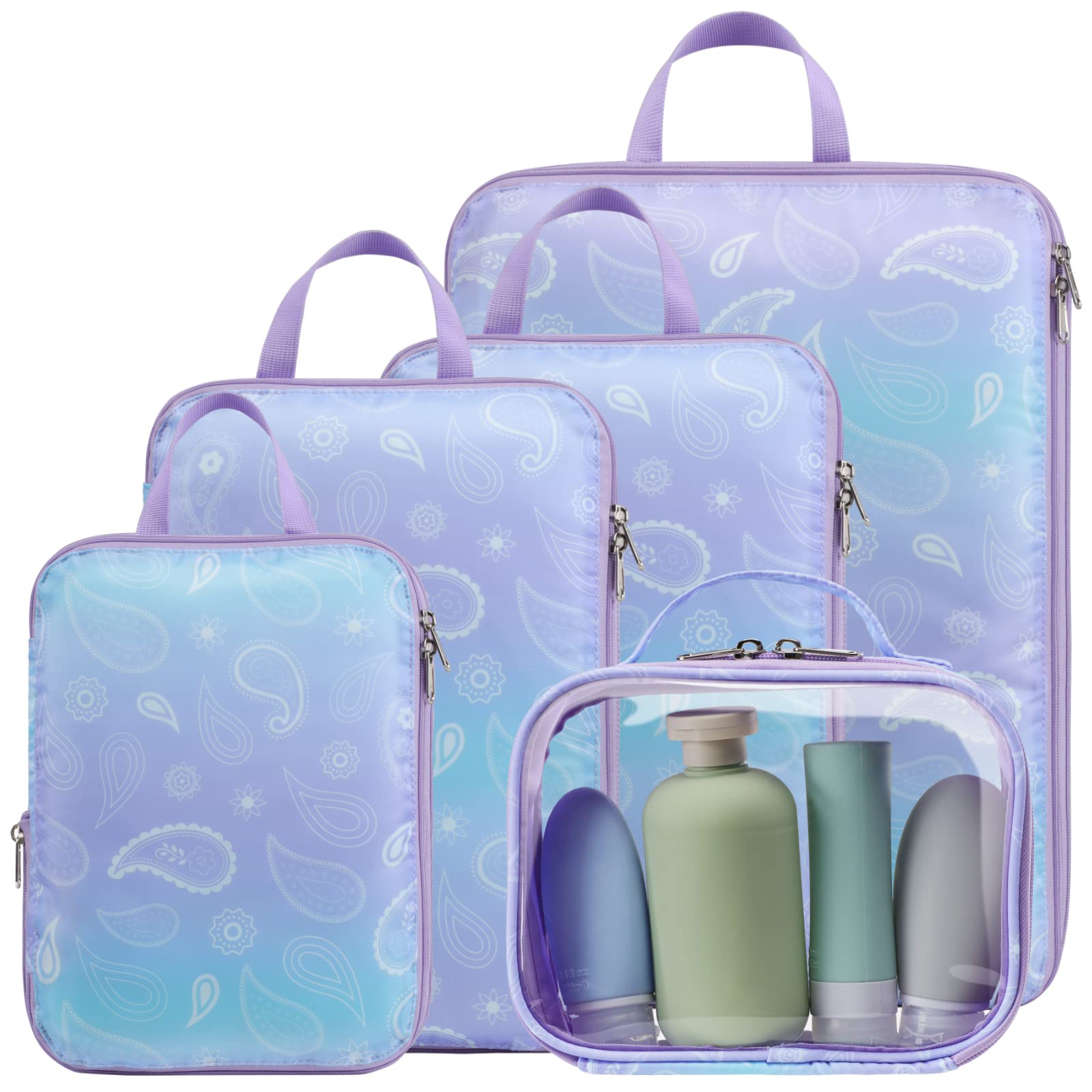 Cambond Compression Packing Cubes for Travel - Lightweight Expandable Travel Bags Luggage Organizers Travel Essentials Compression Cubes for Travel Space Saver for Carry on Suitcases Organizer