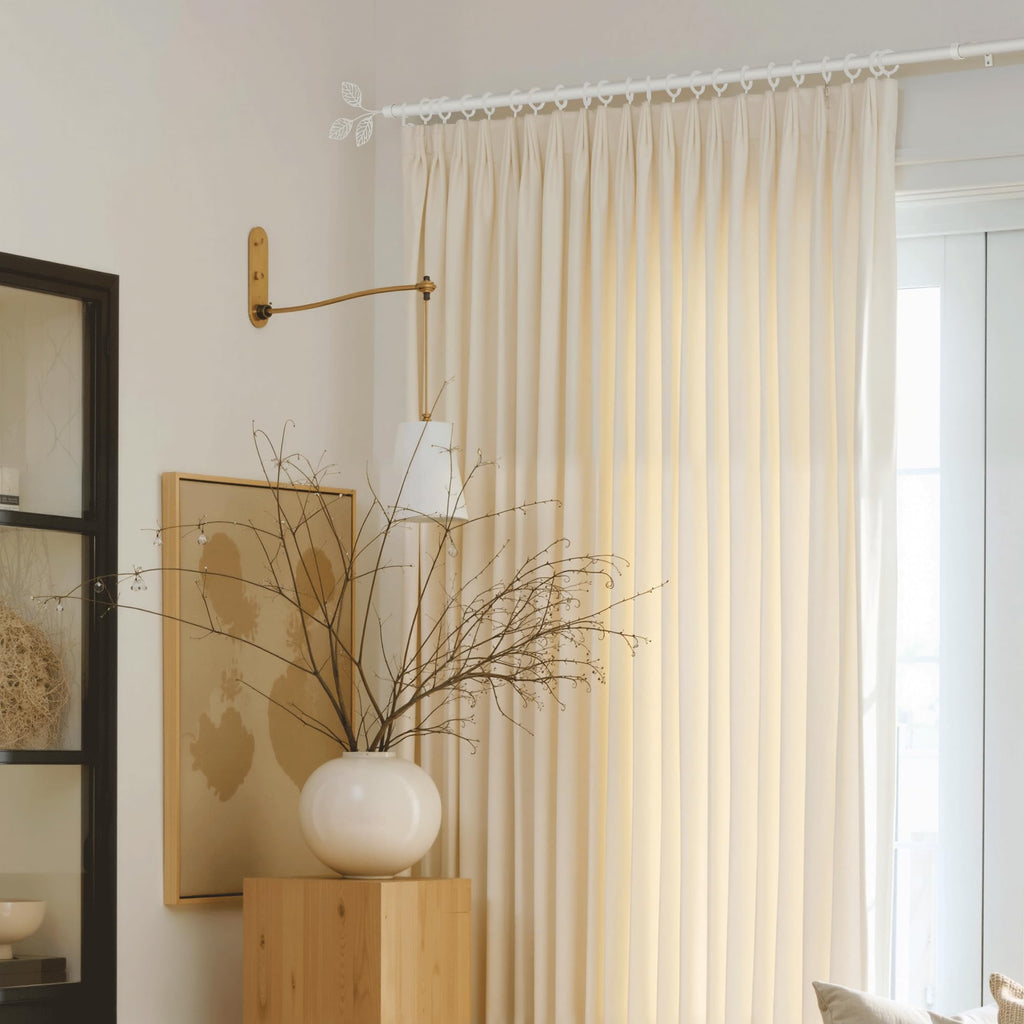 RYB HOME Small Curtain Rod 28 to 48 Inch Adjustable Telescoping Blackout Decorative Drape Rod with Leaf Finial for Cafe Kitchen Kids Bedroom Bathroom Shower Living, Antique Brass, 1 Inch Diameter