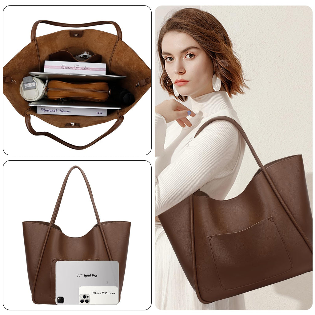 KKXIU Tote Bag for Women Vegan Leather Shoulder Purse Large Capacity Travel Bag
