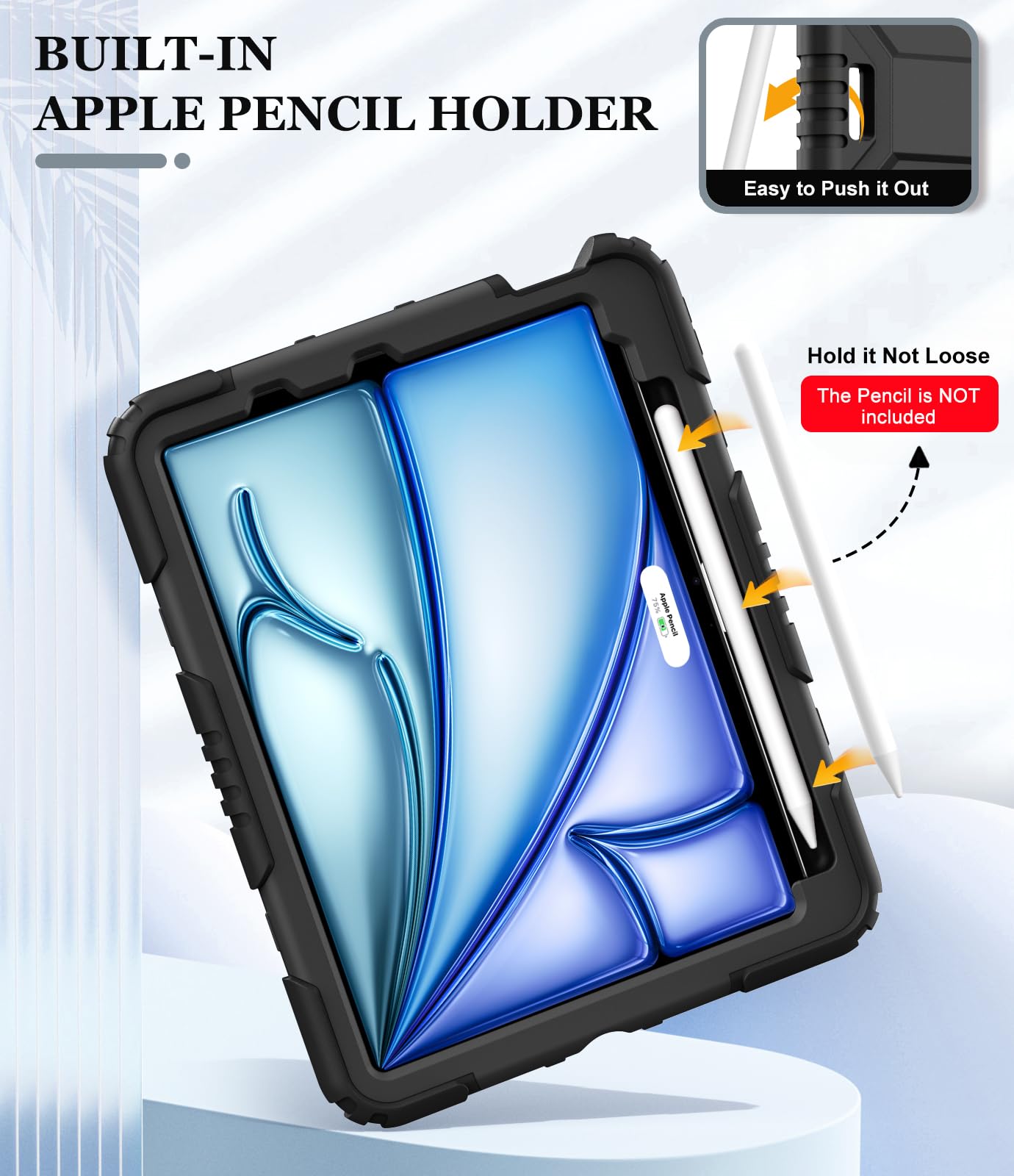 OKP Case for iPad 9th/ 8th/ 7th Generation (2021/2020/2019), Heavy Duty 10.2 inch iPad Shockproof Rugged Protective Cover with Built-in Stand, Hard iPad 9 8 7 Gen Cases for Kids Girls Boys, Black