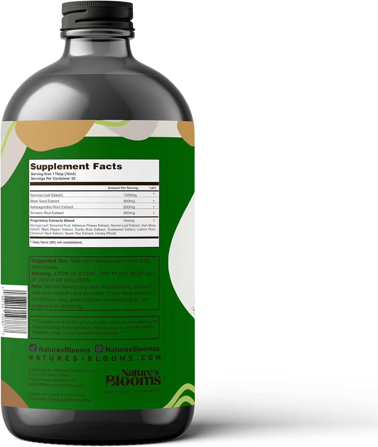 Nature's Blooms Soursop & Black Seed Bitters Bundle, 16 oz Each, 2 Bottles