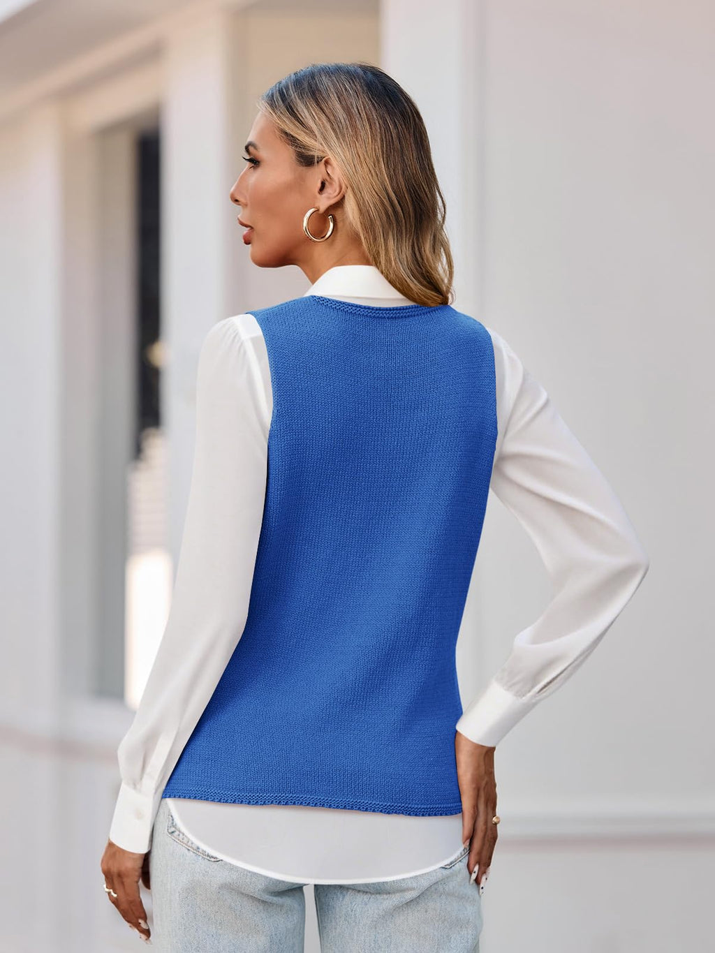 Yousify Womens Sweater Vests Tie Front Knit Vest Summer Ribbed Tank Tops Y2k Cute Vests Fashion Casual Sleeveless Tops