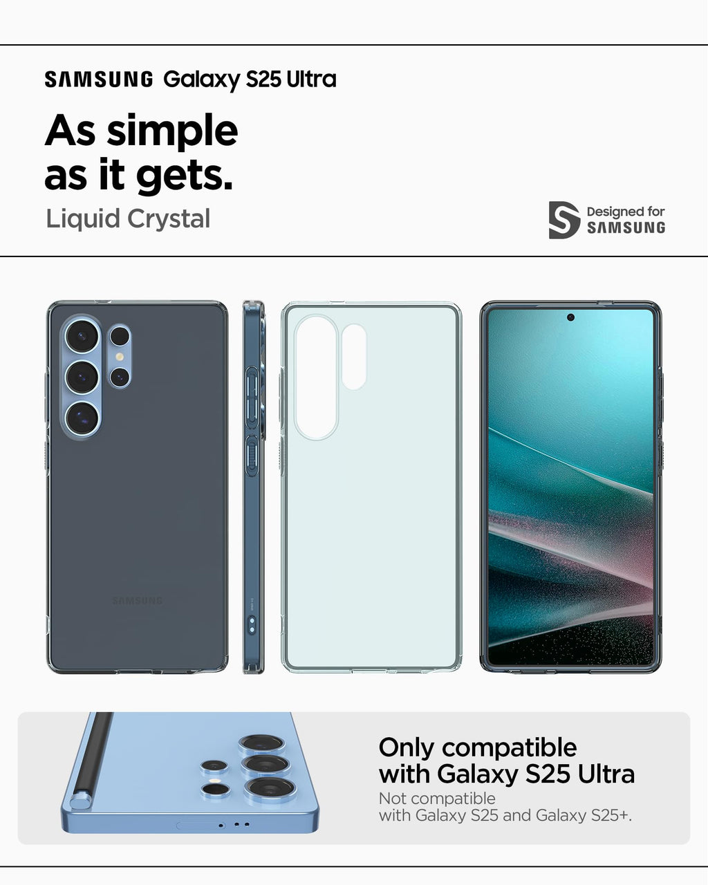 Spigen Liquid Crystal Designed for Galaxy S24 Case (2024) [Military-Grade Protection] - Crystal Clear