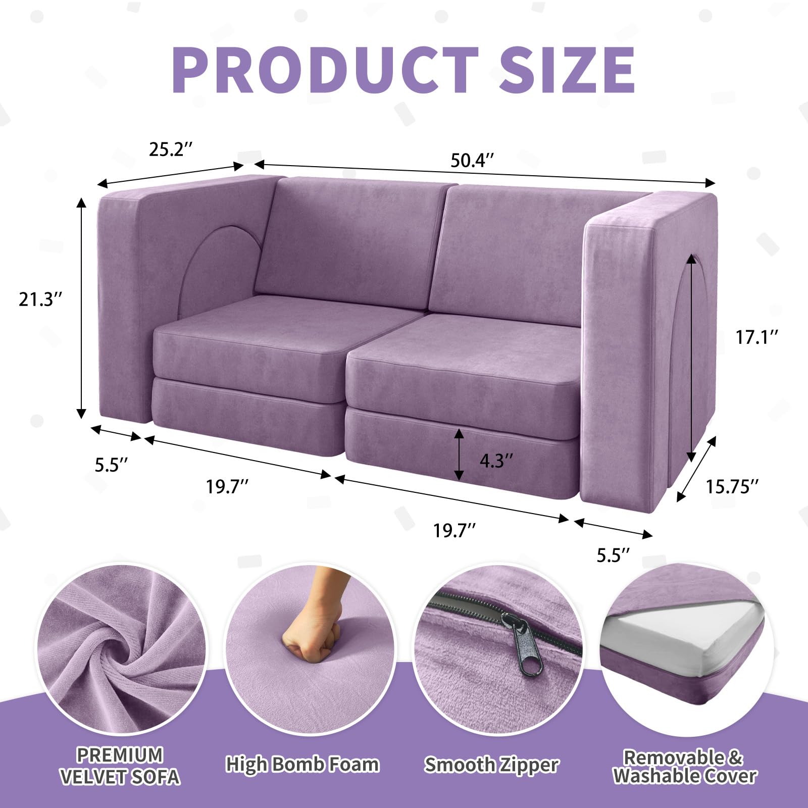 wanan Kids Couch 10PCS, Modular Kids Play Couch for Playroom Bedroom, 10 in 1 Multifunctional Kid Sofa for Playing, Creativing, Sleeping, Indoor Toddler Couches for Boys and Girls(Dark Grey)