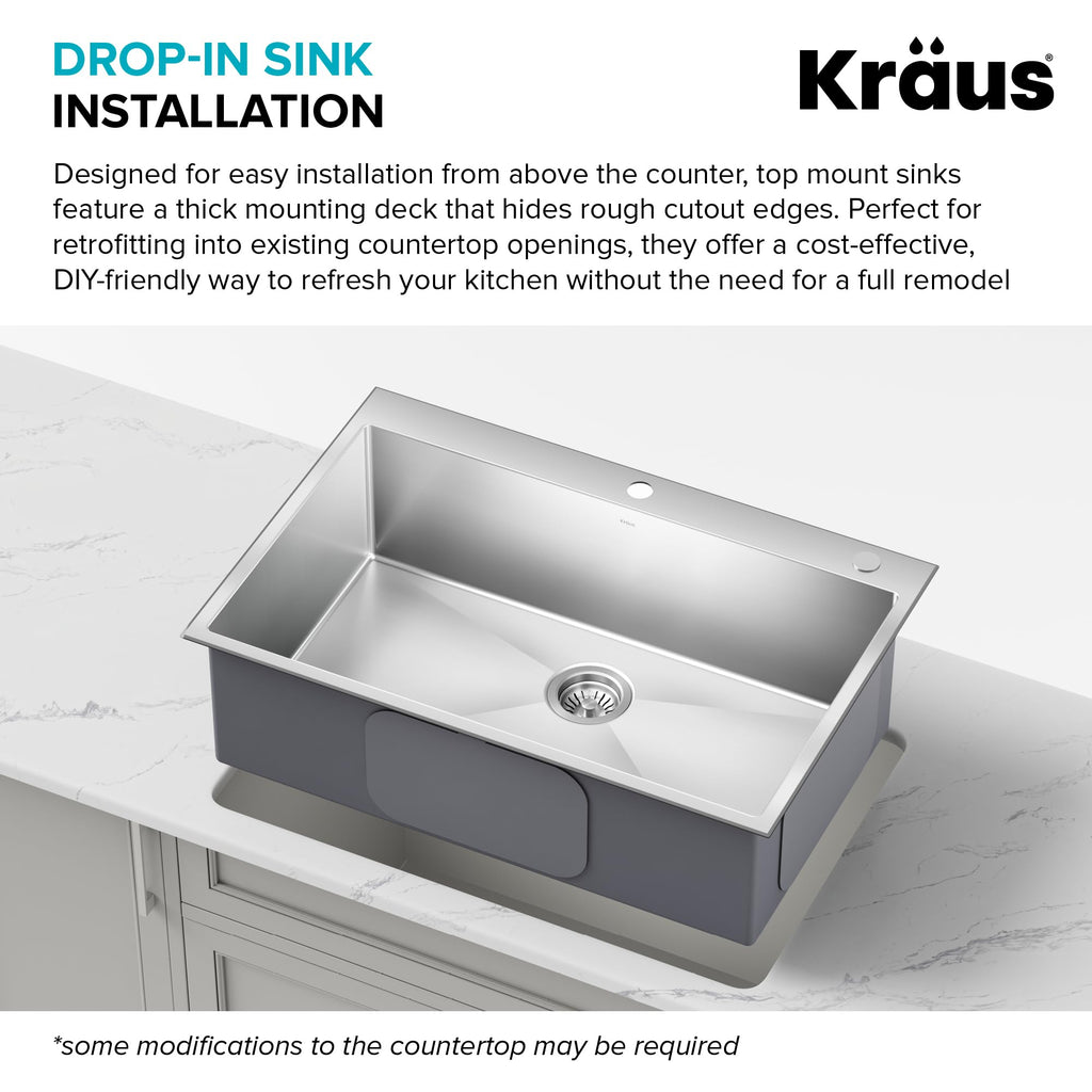 KRAUS Standart PRO™ 32-inch 16 Gauge Undermount 60/40 Double Bowl Stainless Steel Kitchen Combo with WasteGuard™ Continuous Feed Garbage Disposal, KHU103-32-100-75MB