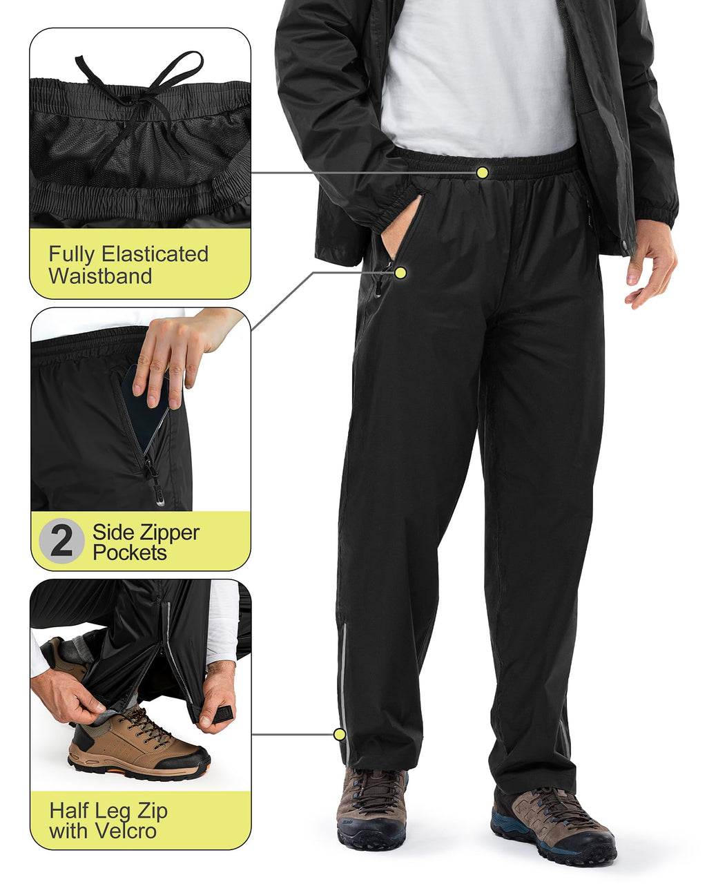 33,000ft Men's Rain Suit Packable Waterproof Lightweight Rain Gear for Golf Hiking Cycling 2 Pieces(Rain Jackets and Pants)