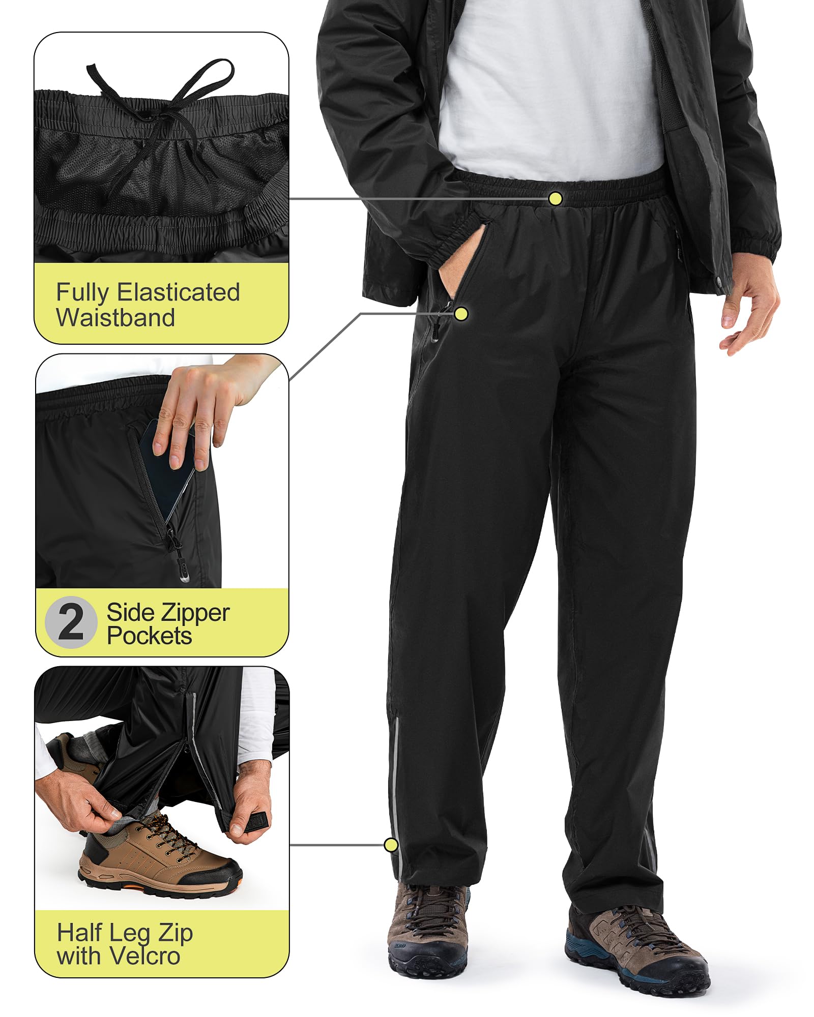 33,000ft Men's Rain Suit Packable Waterproof Lightweight Rain Gear for Golf Hiking Cycling 2 Pieces(Rain Jackets and Pants)