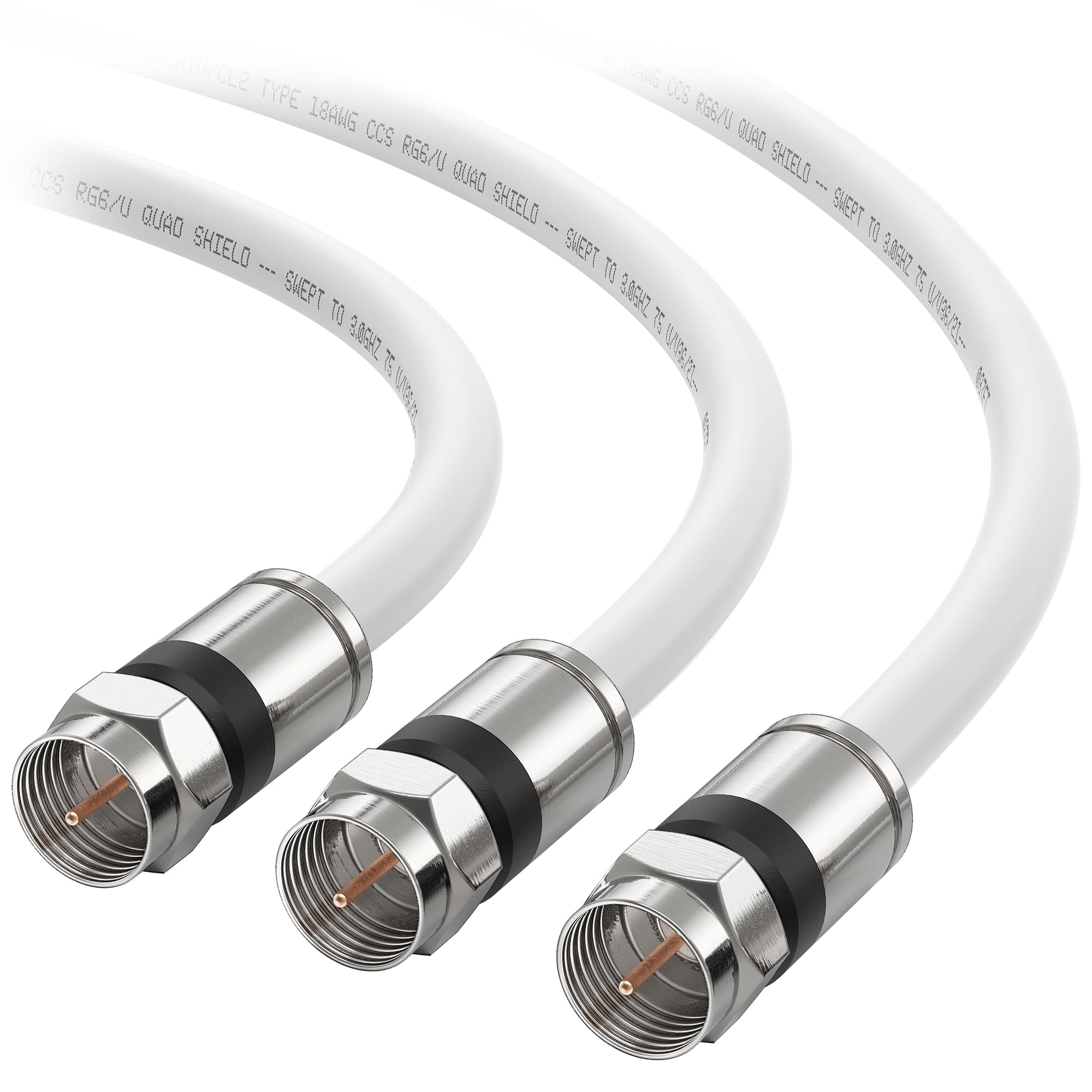 Cable Matters Short RG6 Coaxial Cable - 1.5ft, [CL2 Rated for in-Wall Use](CM) Quad Shield Coaxial Cable, RG6 Coax Cord for TV, Digital Router, Satellite Receiver and More, Black