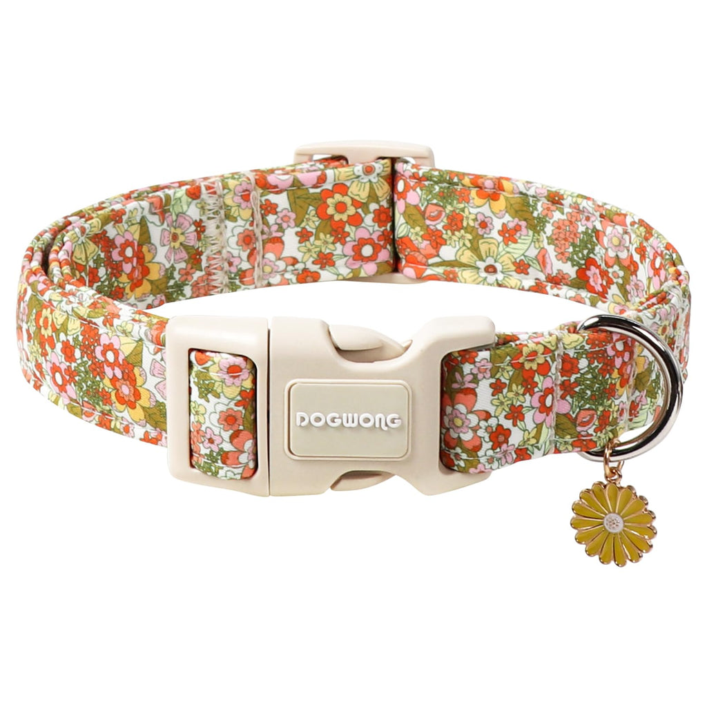 DOGWONG Cotton Dog Collar, Blue Plaid Heavy-Duty Dog Collar Durable Soft Boy Dog Collar Cute Wedding Puppy Necklace for Small Medium Large Dog