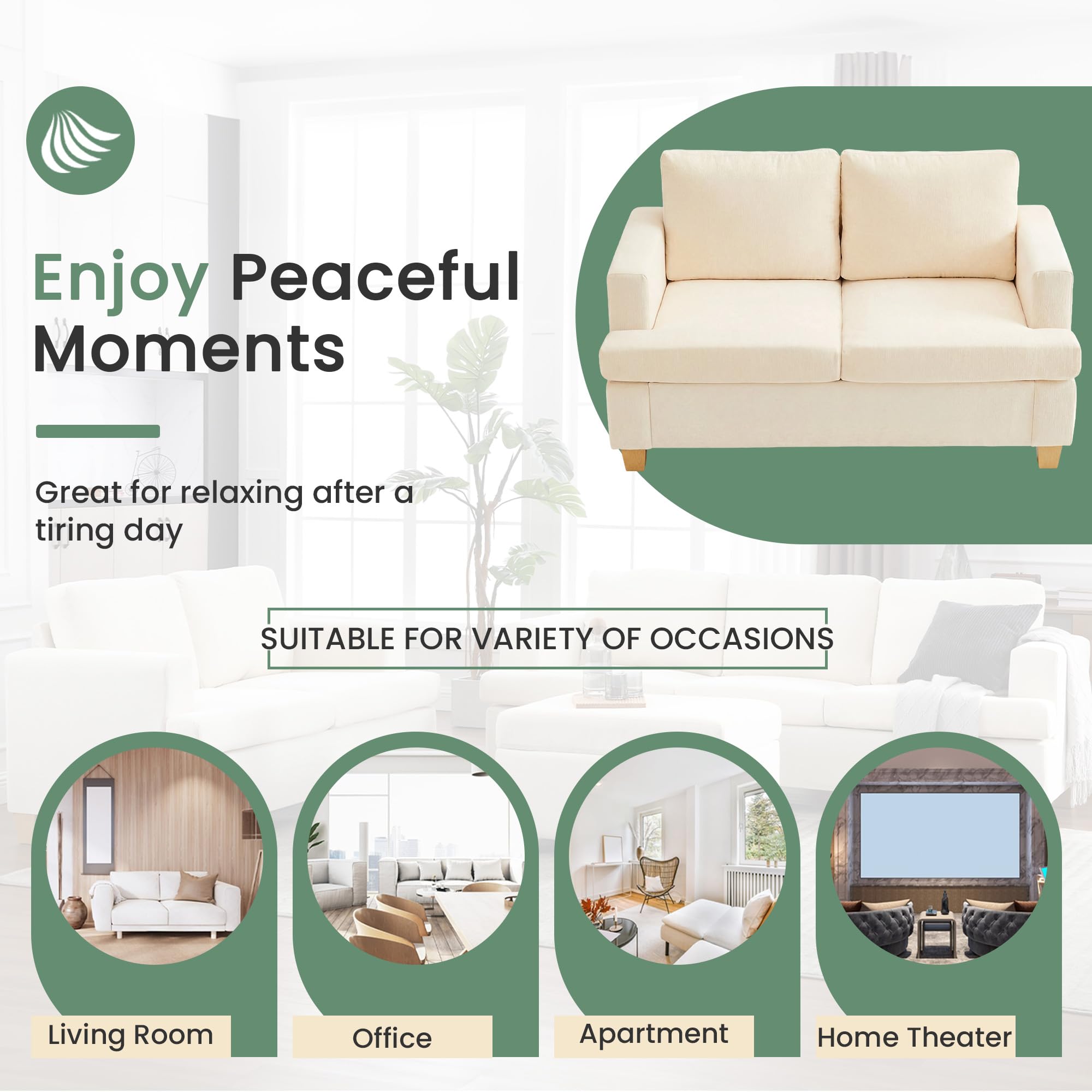YOUDENOVA 2 Piece Set Comfy Sofa Couch, Loveseat Sofa * 2 with Deep Seats, Modern Sleeper Couch for Living Room, Black Corduroy