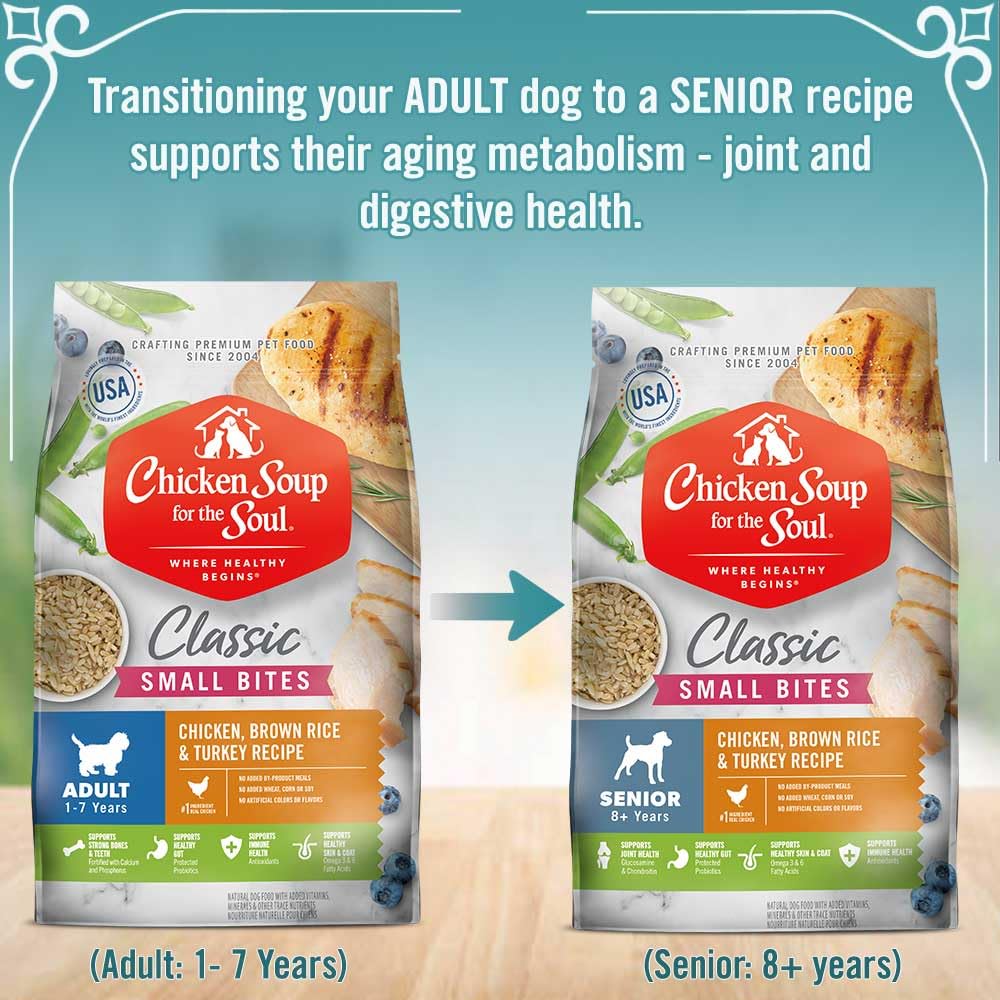 Chicken Soup for The Soul All Natural Premium Small Bites Adult Dry Dog Food, Real Meat First Ingredient, No by-Products, Supports Gut & Immune Health, Beef & Brown Rice, 13.5lb