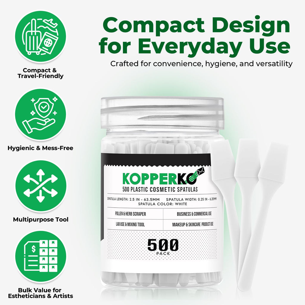 Kopperko Mini Lotion Spatula (2.5", 100 Pack) - Mini Spatula for Cosmetics, Creams & Crafts | Ointment Applicator for Mixing, Skincare, Face Mask | Disposable Lotion Applicator for Face | Black