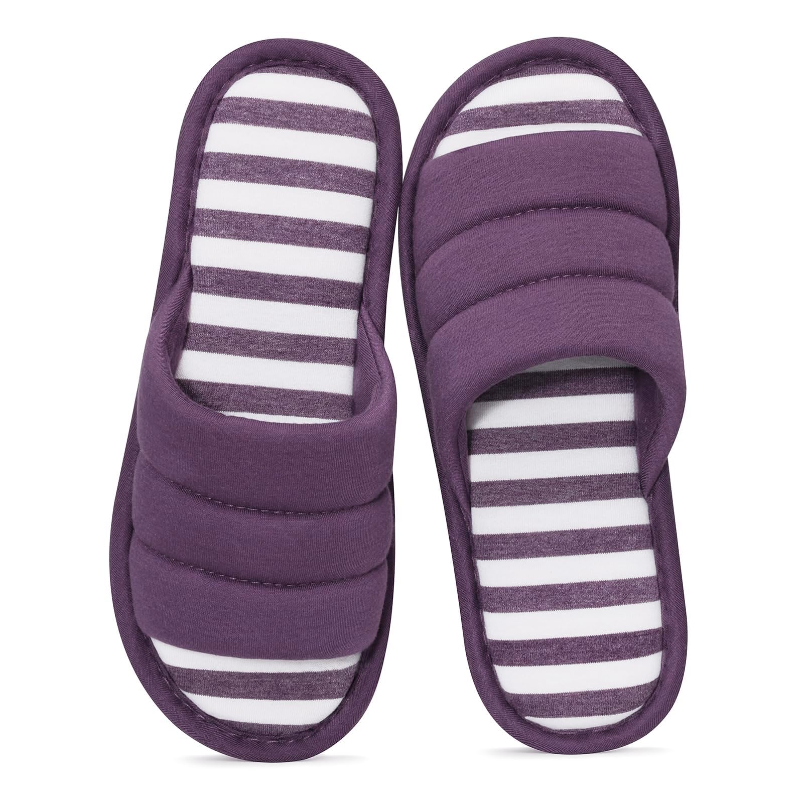 shevalues Open Toe House Slippers for Women Men Soft Cotton Indoor Shoes Memory Foam Slip On bedroom Slippers
