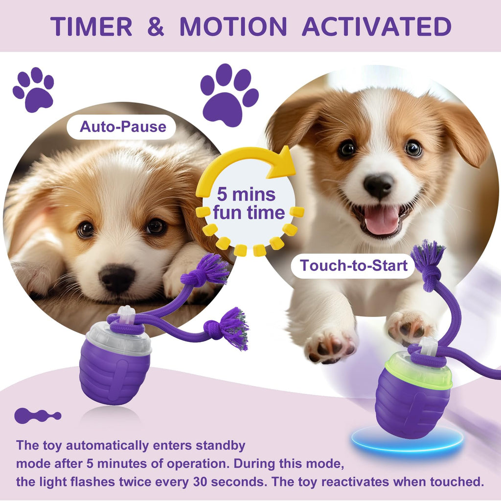 Interactive Dog Toy, [Newly Upgraded] Motion Activated Rolling Squeaky Ball for Medium/Large Dogs, Automatic Moving Dogs Ball for Boredom, USB Rechargeable(Cyan)