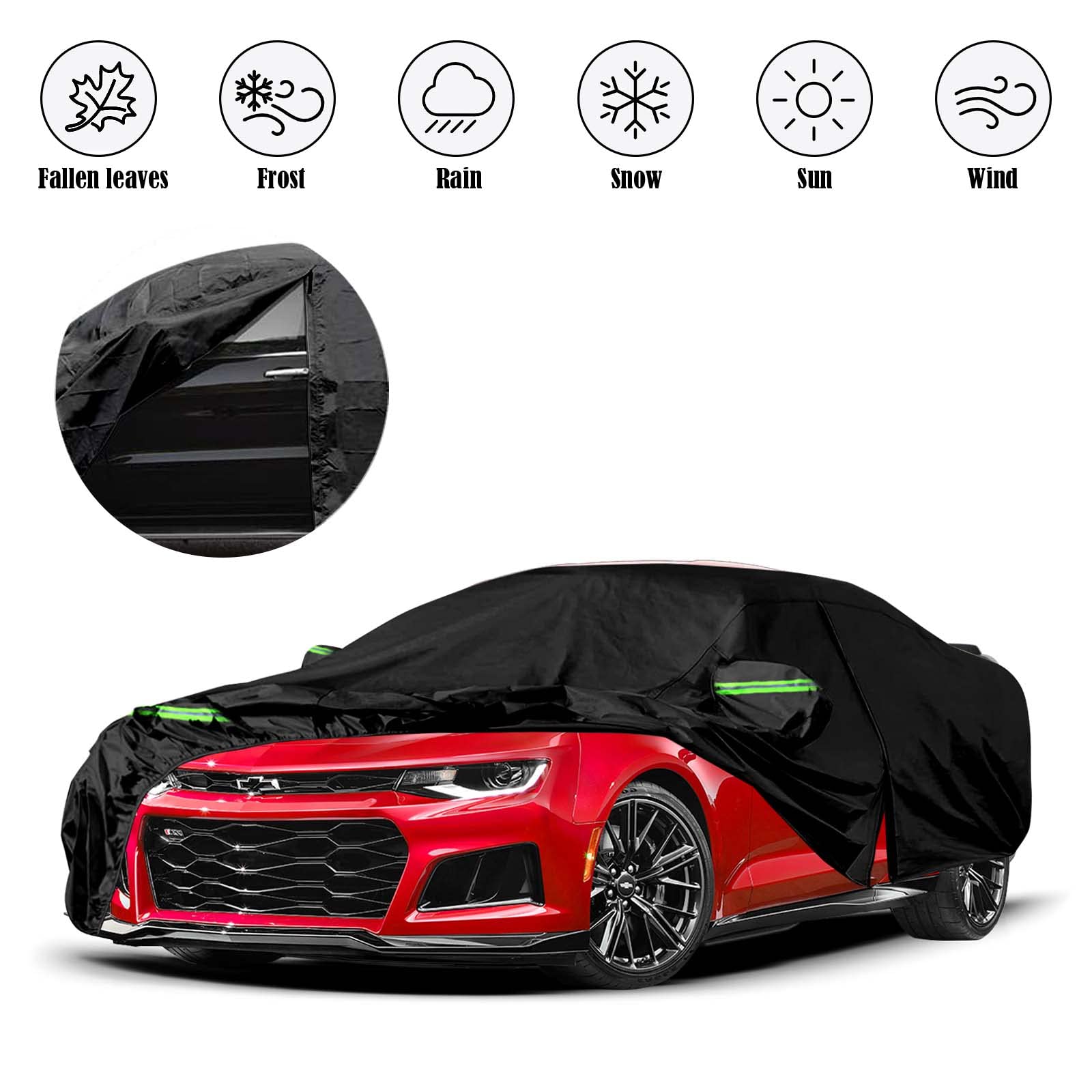 Waterproof Car Cover Replace for 1964-1978 Ford Mustang, 6 Layers All Weather Custom-Fit Mustang Full Car Covers with Zipper Door for Snow Rain Dust Hail Protection (1964-1978)