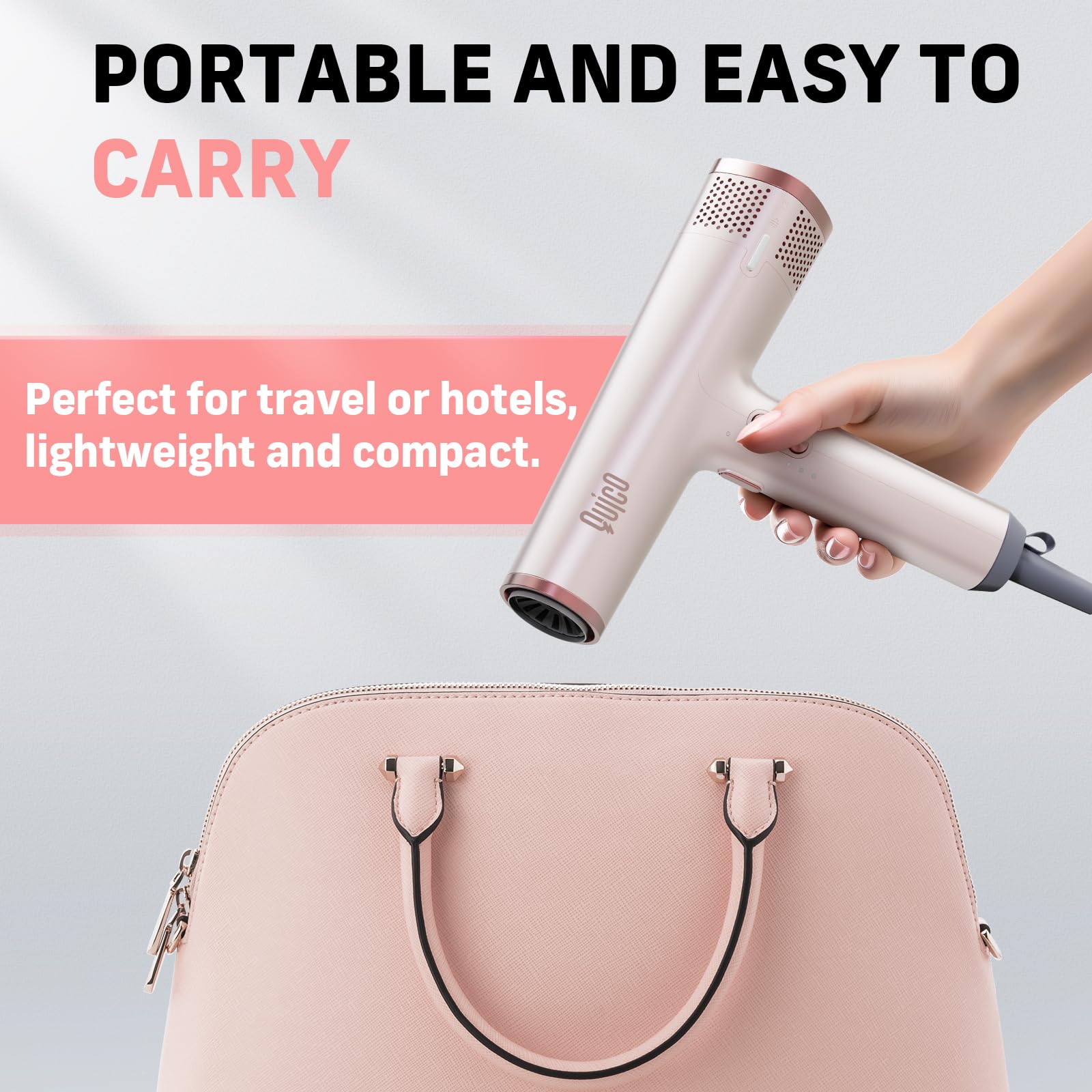 Quico Hair Blow Dryer, 1875W High-Speed BLDC 7X Faster 110000 RPM Quiet Hair Dryer with Diffuser, 2 Billion Negative Ionic Salon Dryer, Adjustable Temp & Speed, Hair Dryer for Women Home Travel Gift