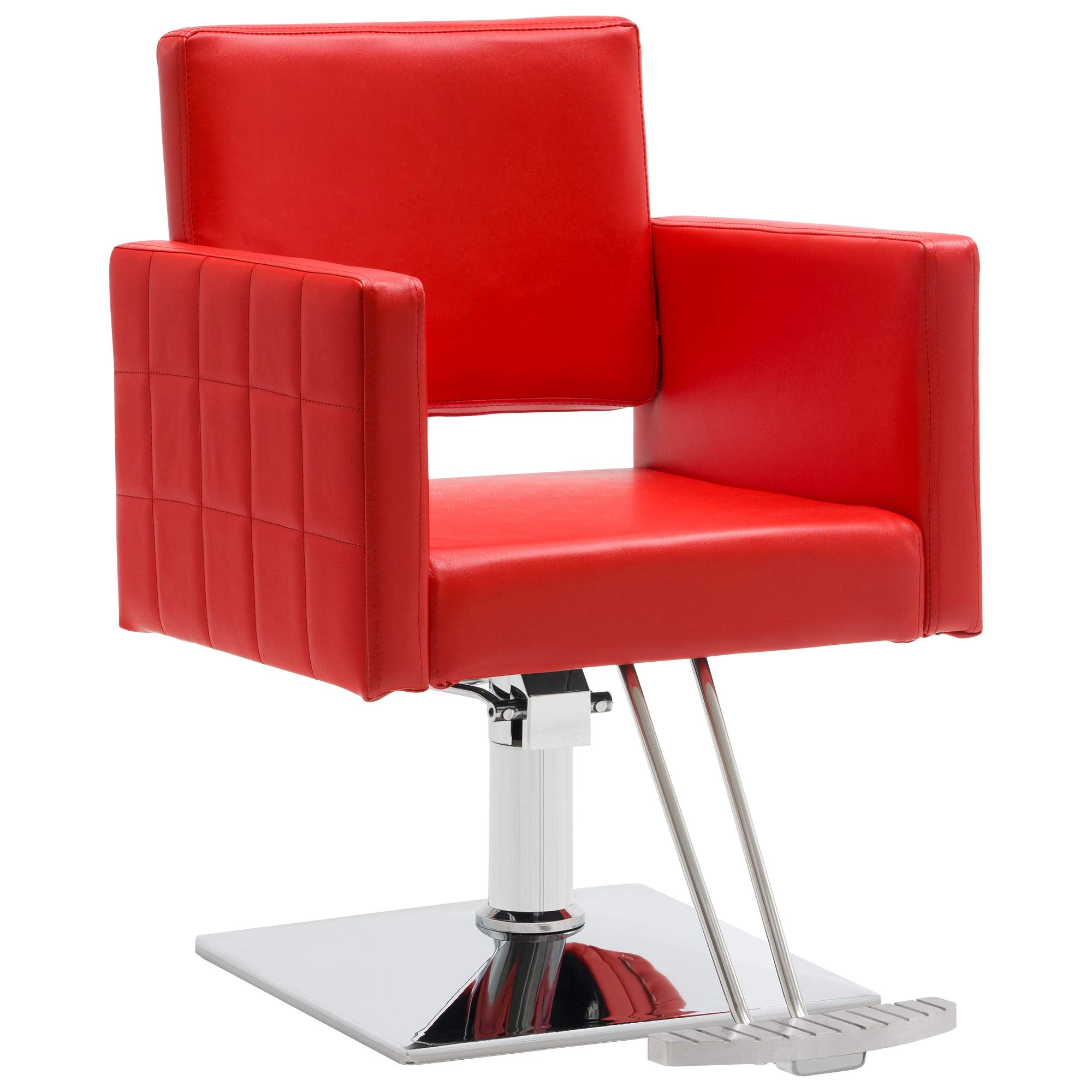BarberPub Salon Chair for Hair Stylist, Hydraulic Stylist Chair, Adjustable Height, PVC Leather, 360 Degrees Swivel, Barbershop, Home Salon, Adult 8821 (Black)