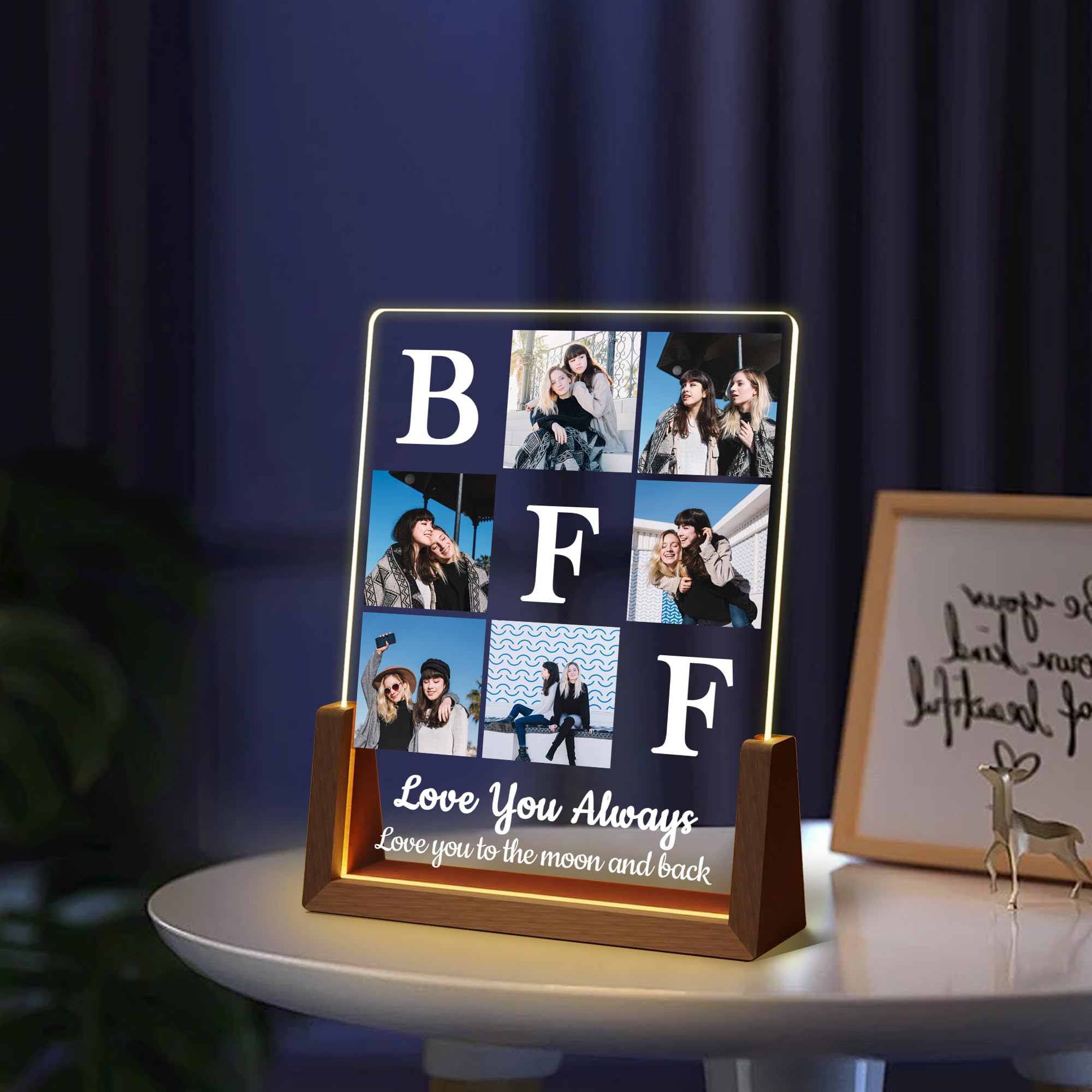 Personalized Fathers Day Birthday Gifts For Daddy Dad From Daughter Son Wife, Custom Acrylic Plaque Light Up Picture Frame, Customized Dad Gifts For Husband Men Papa Fathers Day Christmas