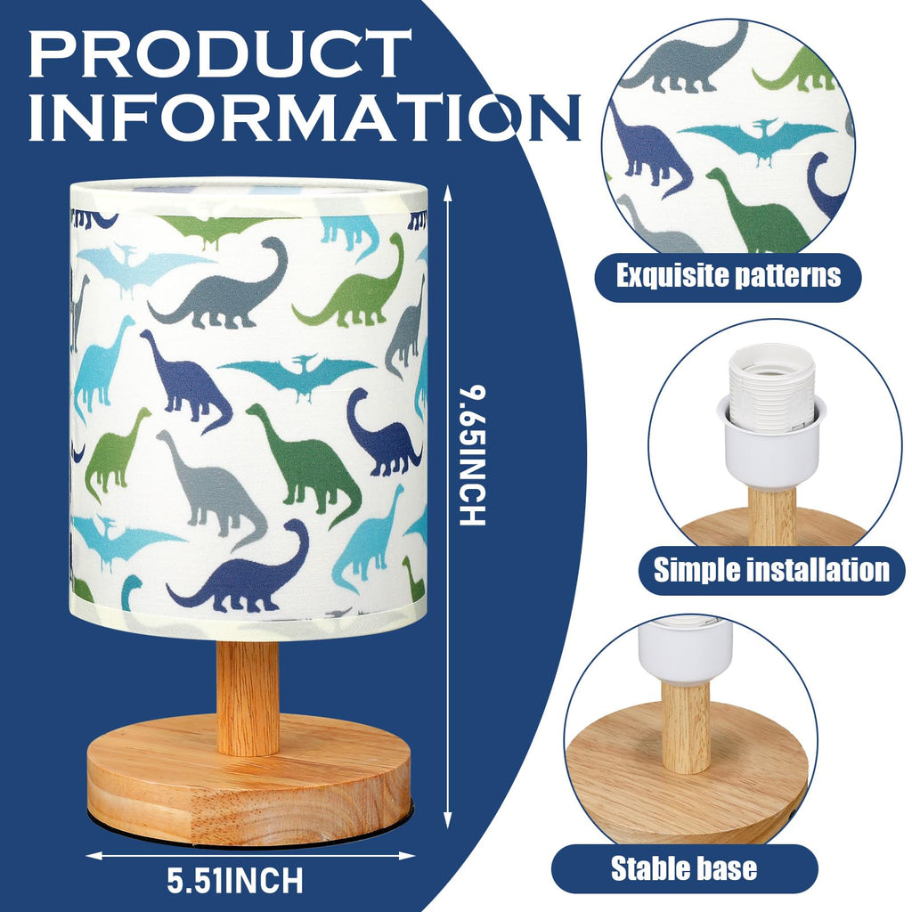 VIHOSE Woodland Animals Kids Table Lamp for Bedroom Kids Bedside Lamp with Linen Wooden Nightstand Cartoon Nursery Lampshade for Girls Boys Living Room